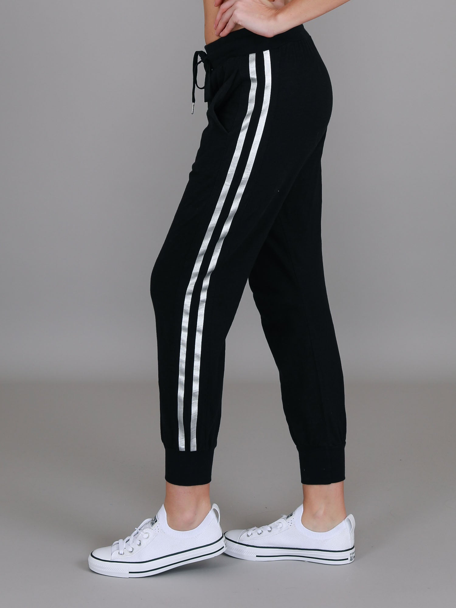 black womens joggers #color_black/silver