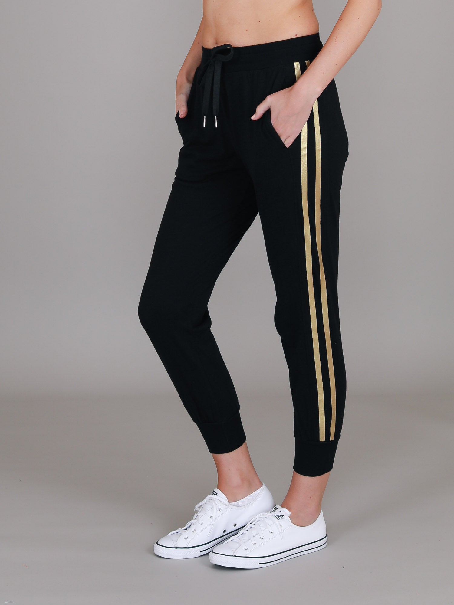 ladies joggers #color_black/gold