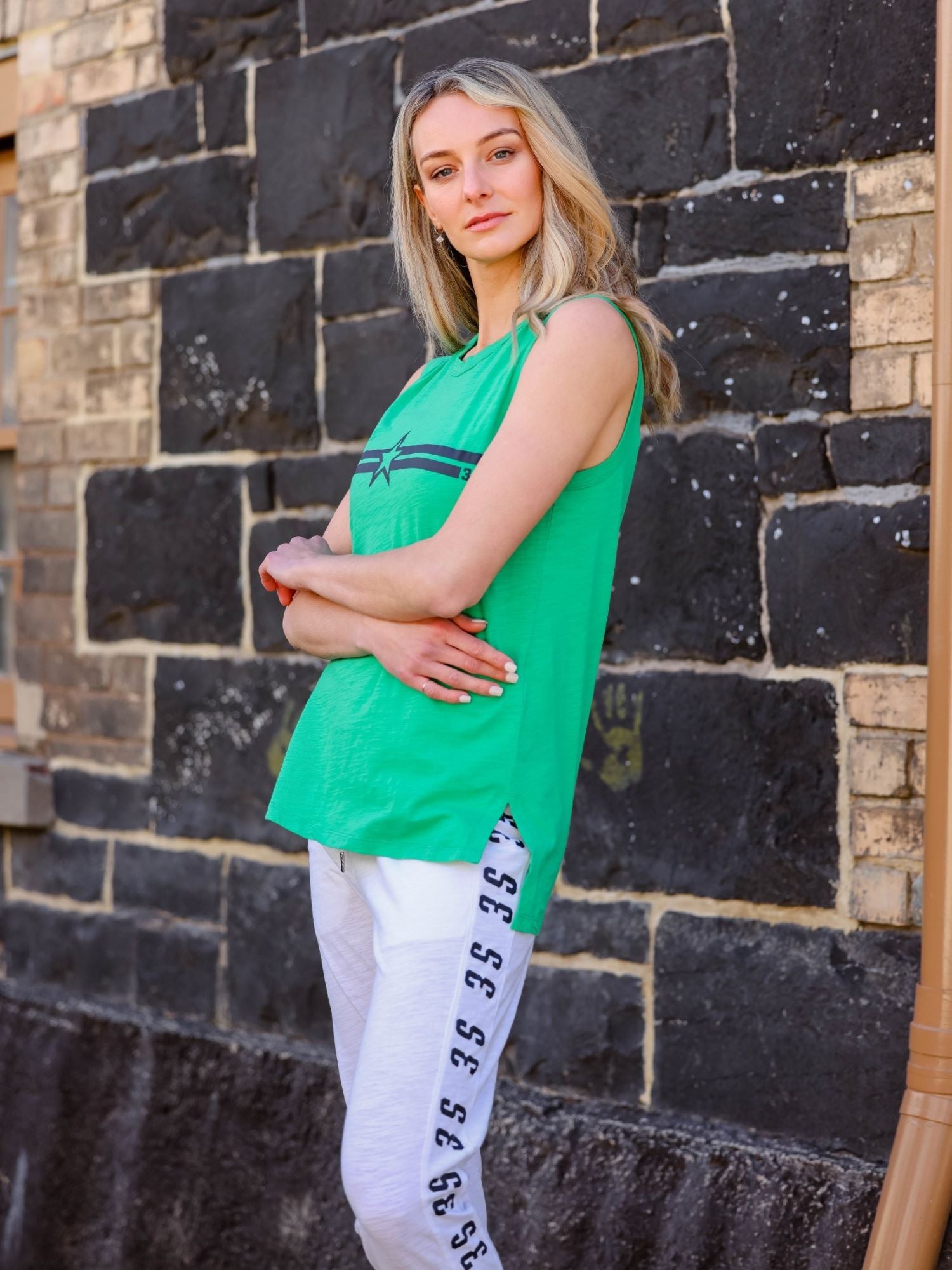 womens green tank top #color_island green