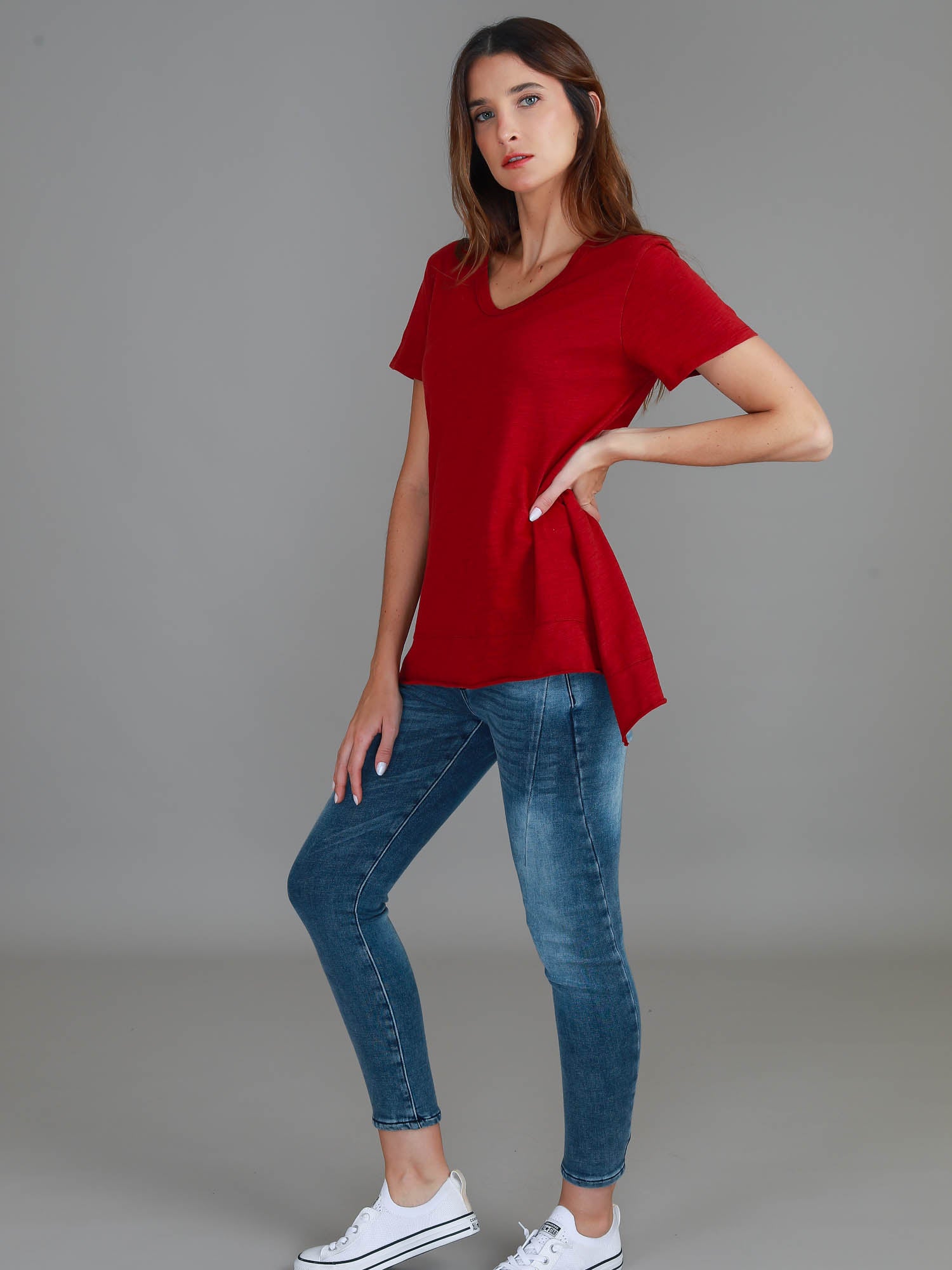 ladies red t shirt #color_cranberry