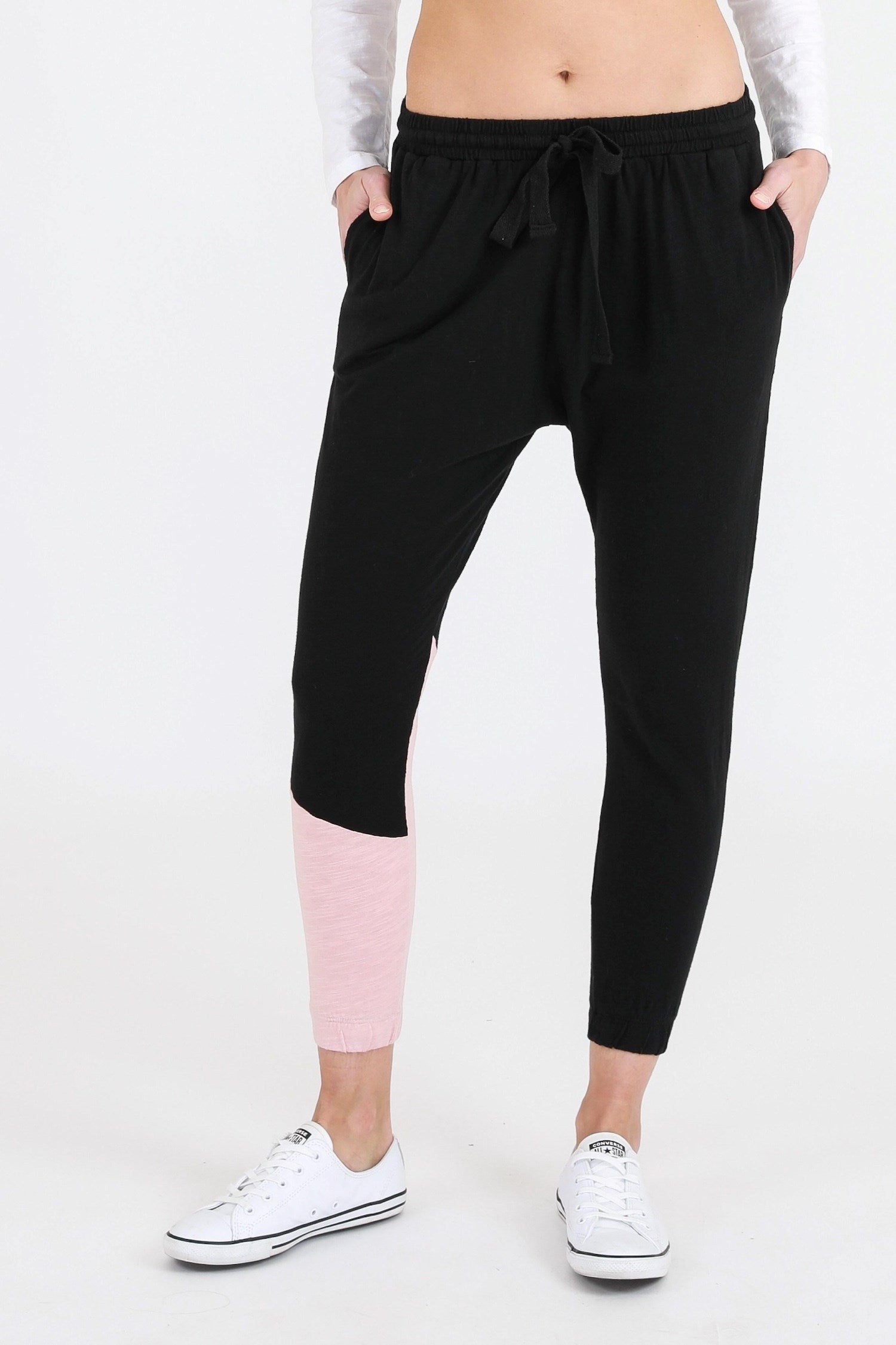 ladies black track pants #color_black