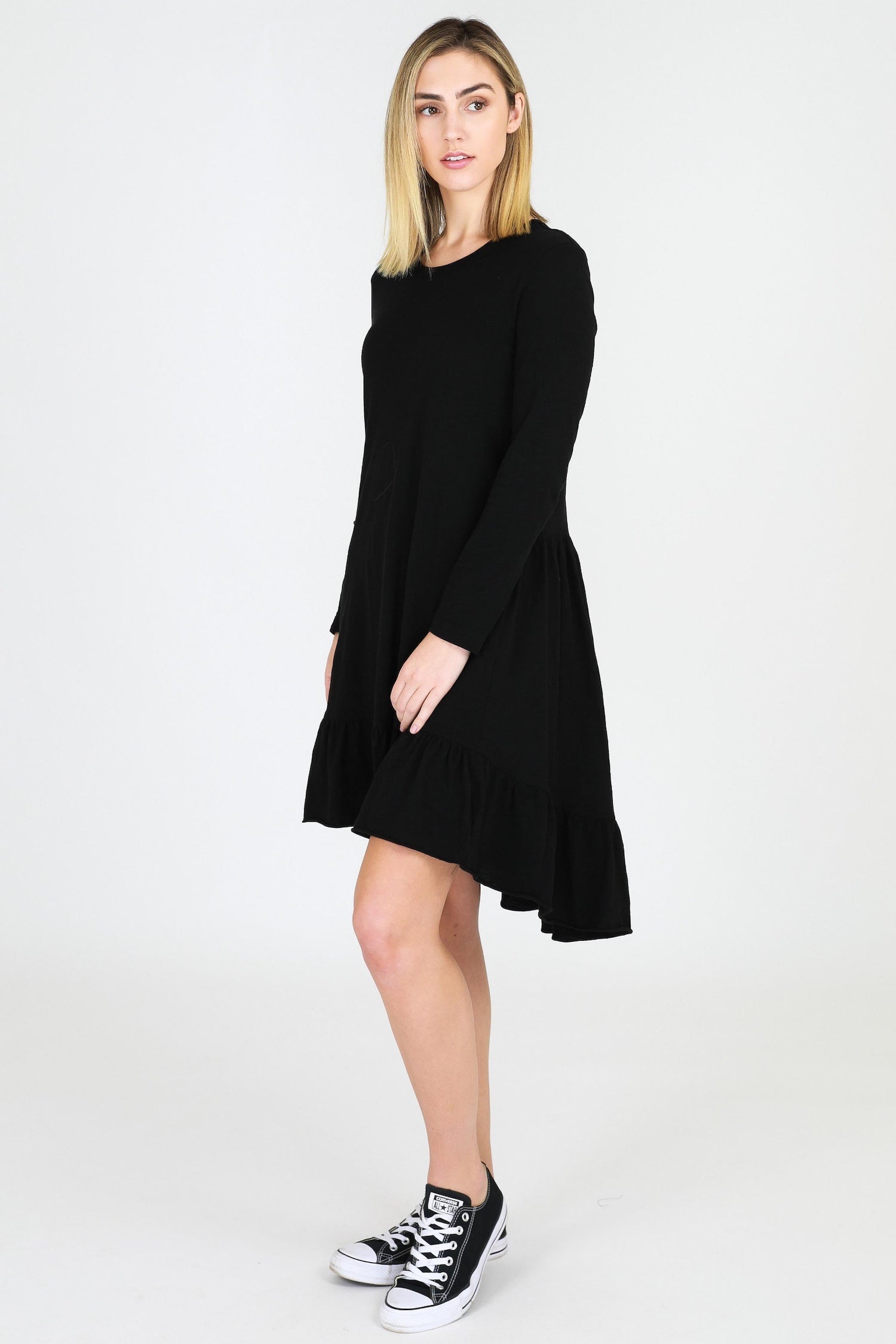 long sleeve dress winter #color_black