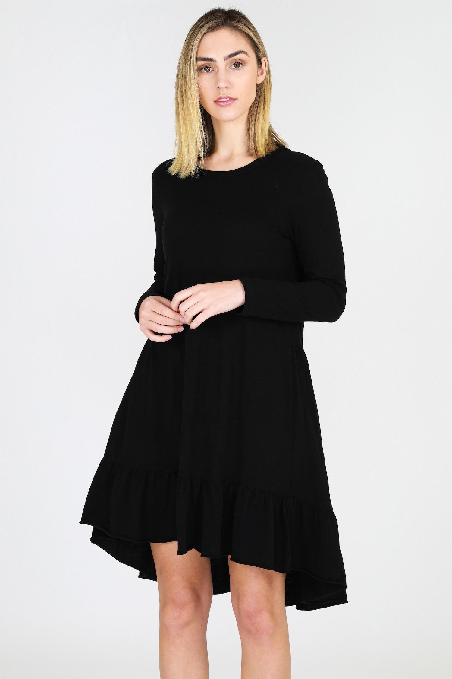 long sleeve black dress #color_black