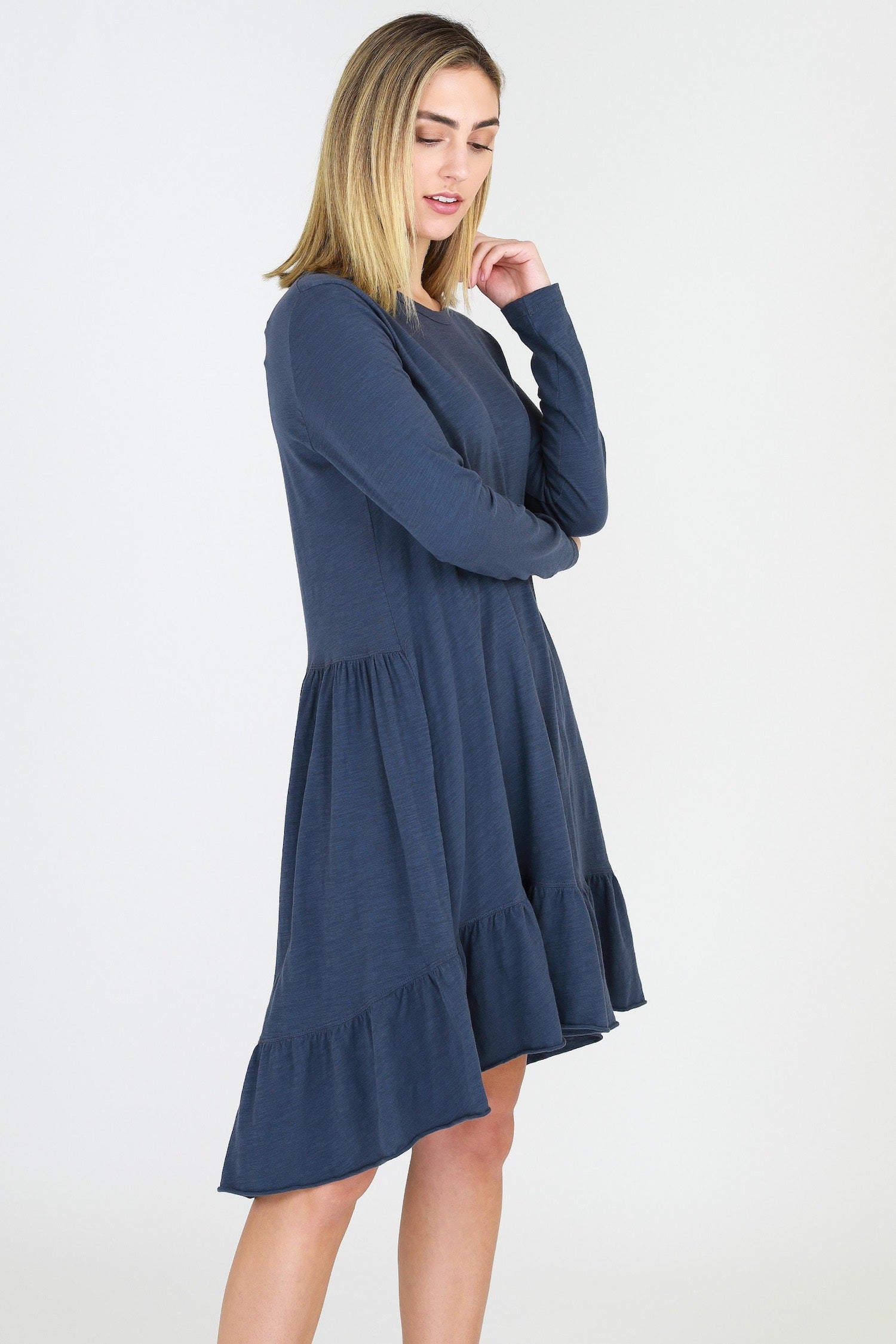 dress with sleeves australia #color_indigo