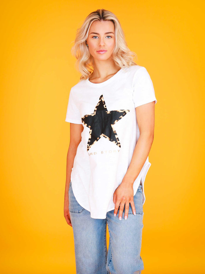 Auburn Black Star Longline T Shirt (Sale)