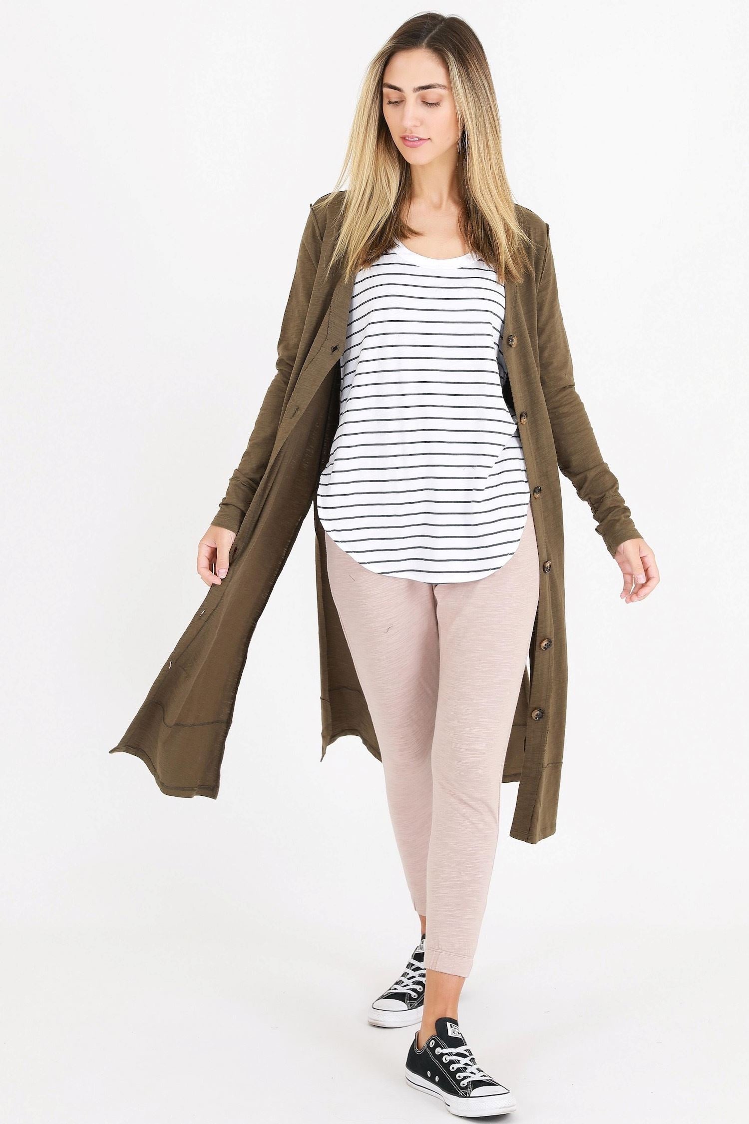 Long Khaki Cardigan #color_sage