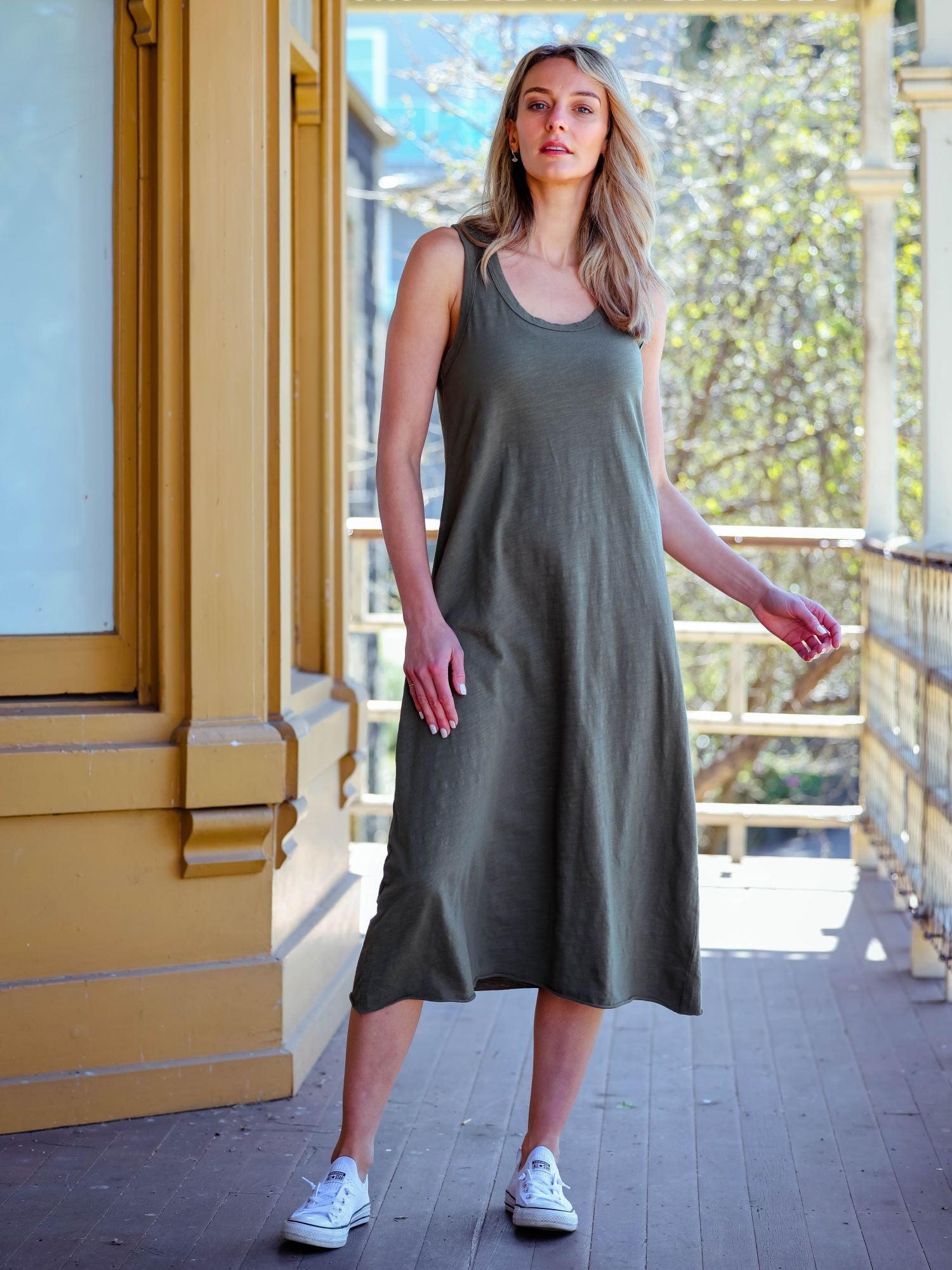 midi tank dress #color_wood