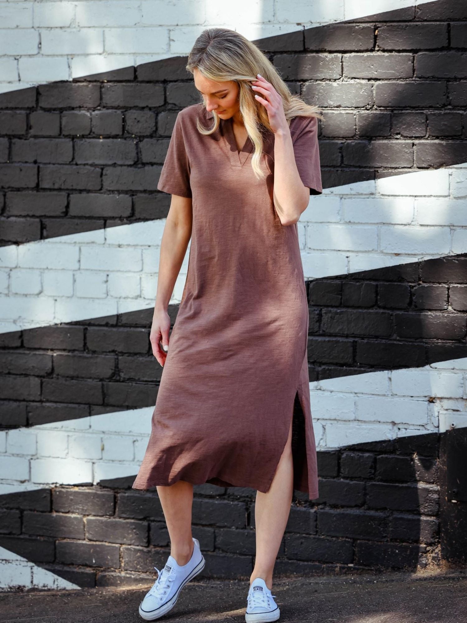 polo t shirt dress #color_hot chocolate