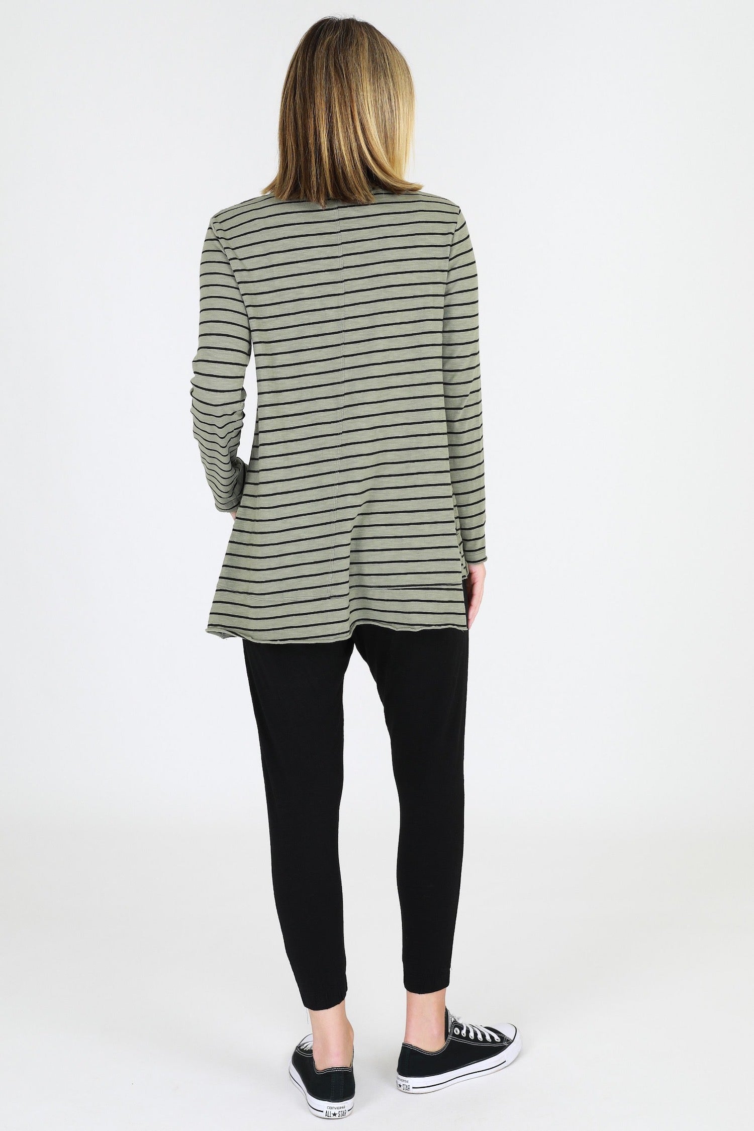 black long sleeved shirt #color_moss green stripe