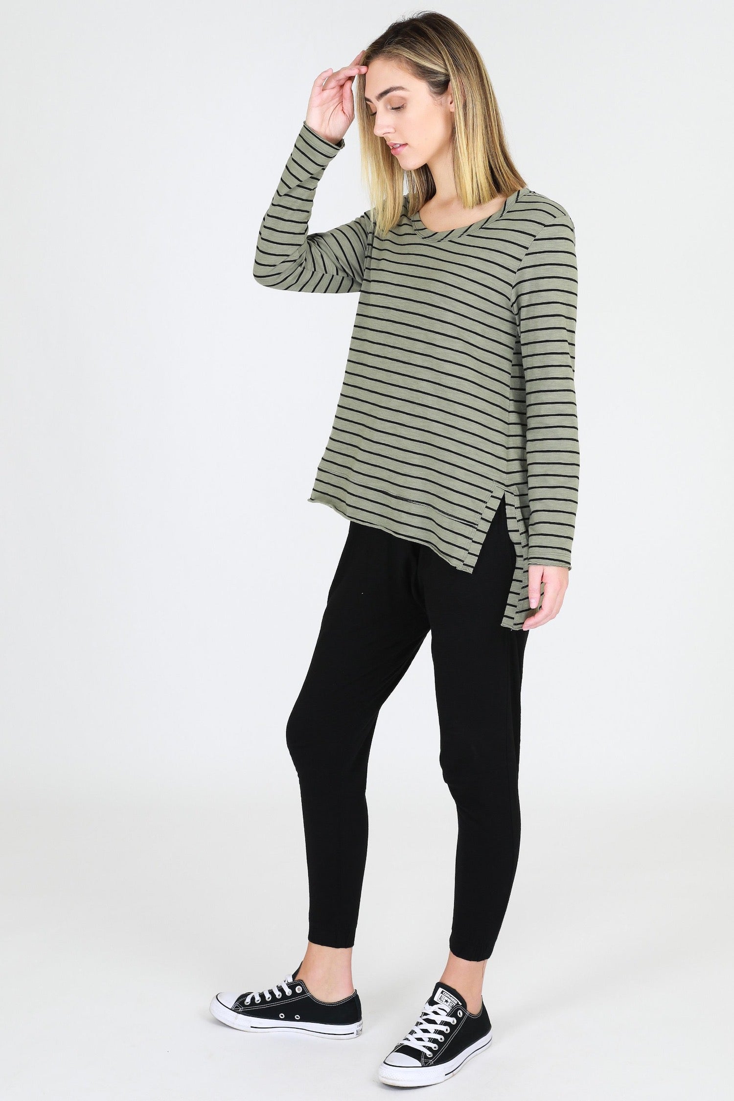 black top full sleeves #color_moss green stripe