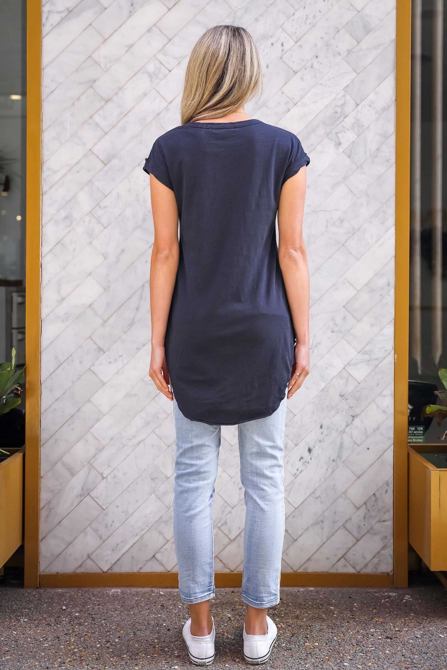 Longline Curved Hem T-Shirt #color_ink