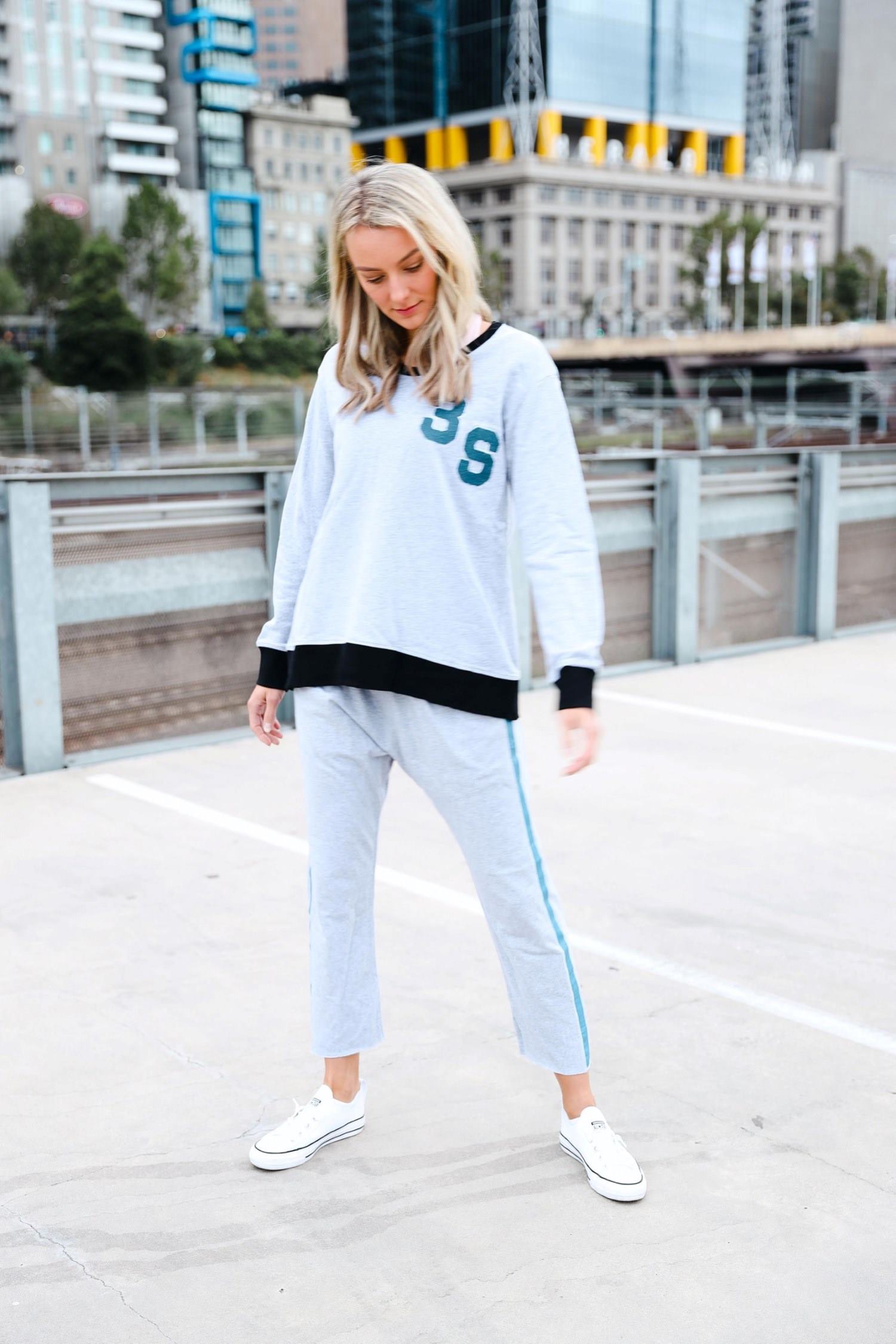 Chenille Patch Sweatshirt #color_grey marle