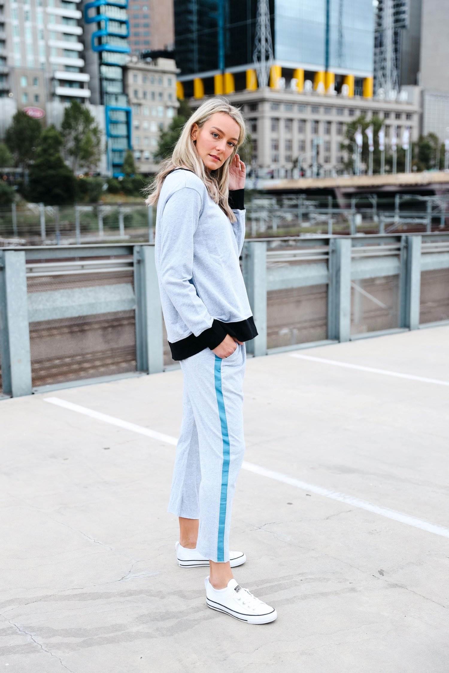 Chenille Letters Sweatshirt #color_grey marle
