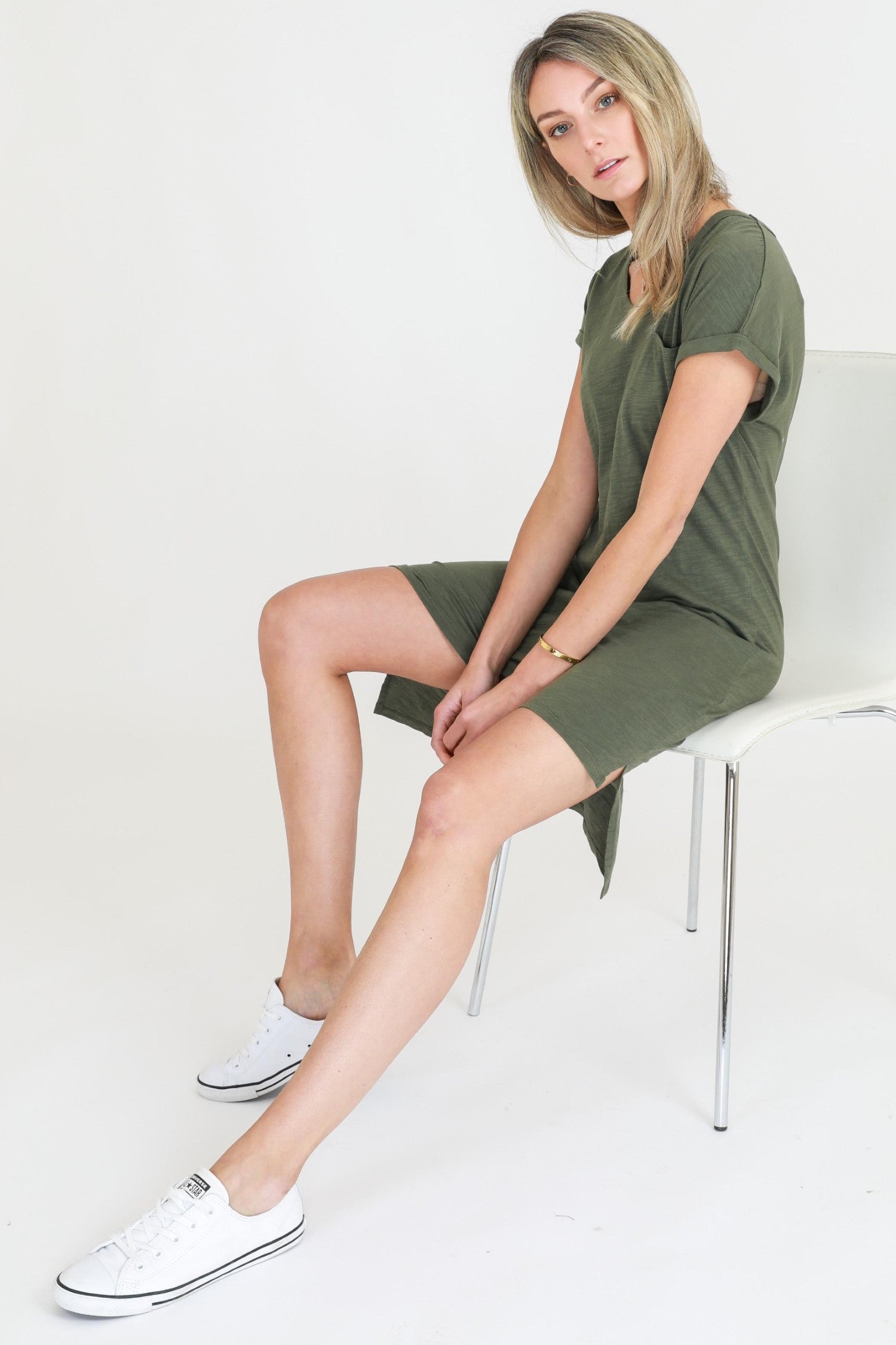 khaki t shirt dress #color_khaki