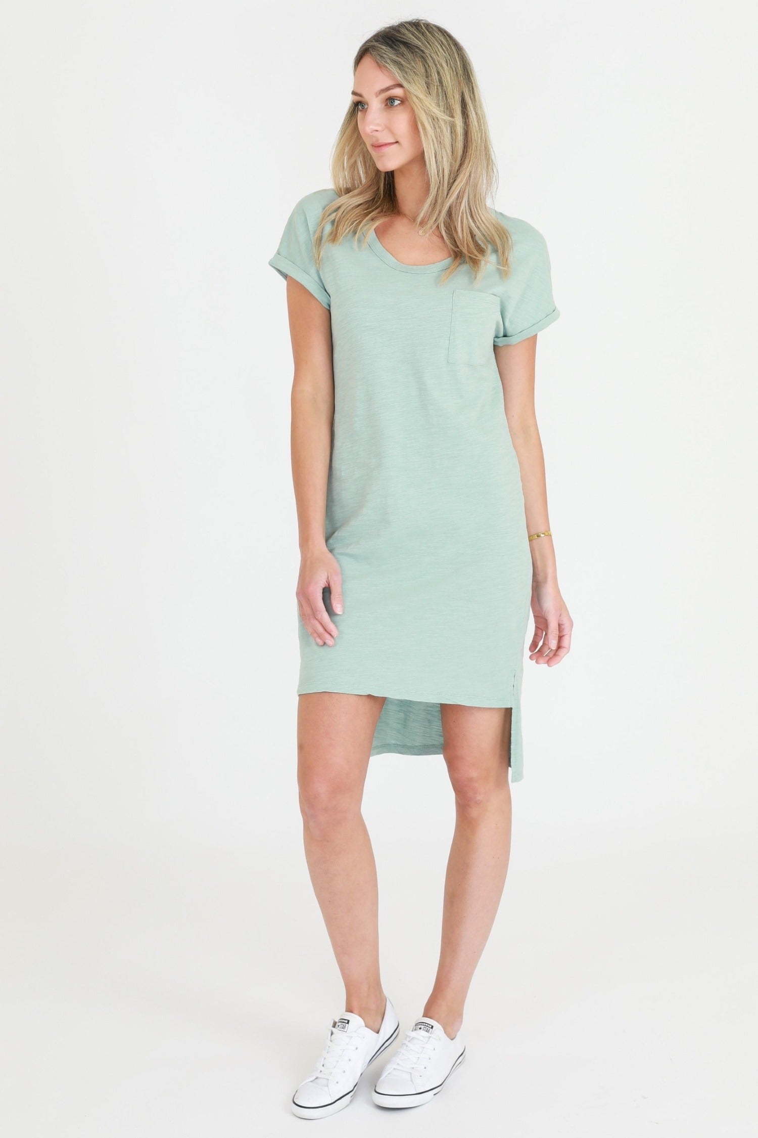 short sleeve t-shirt dress #color_leaf