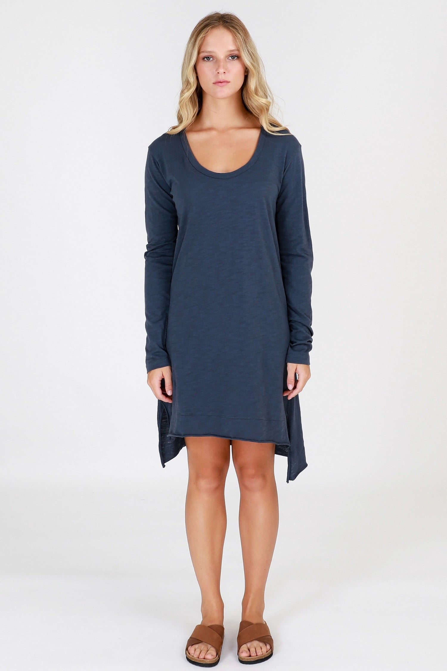 women's long sleeve dress #color_indigo