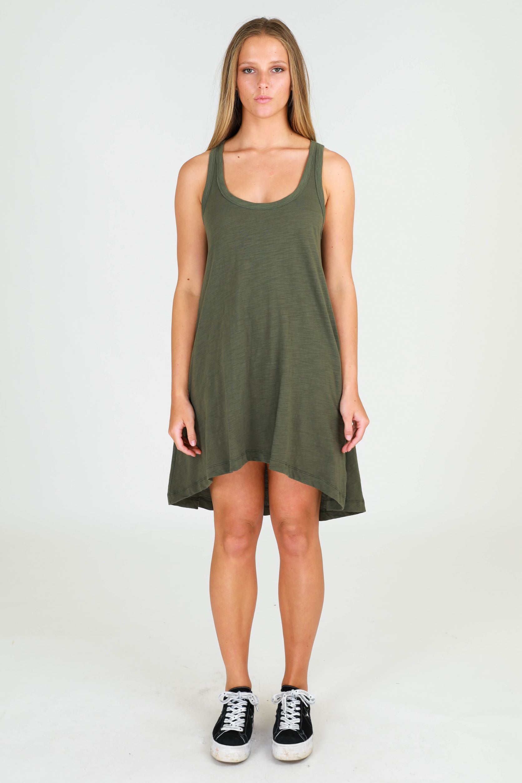 tshirt dress with pockets #color_khaki
