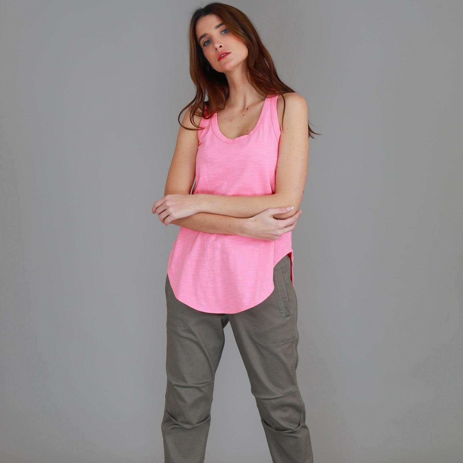 pink tank top