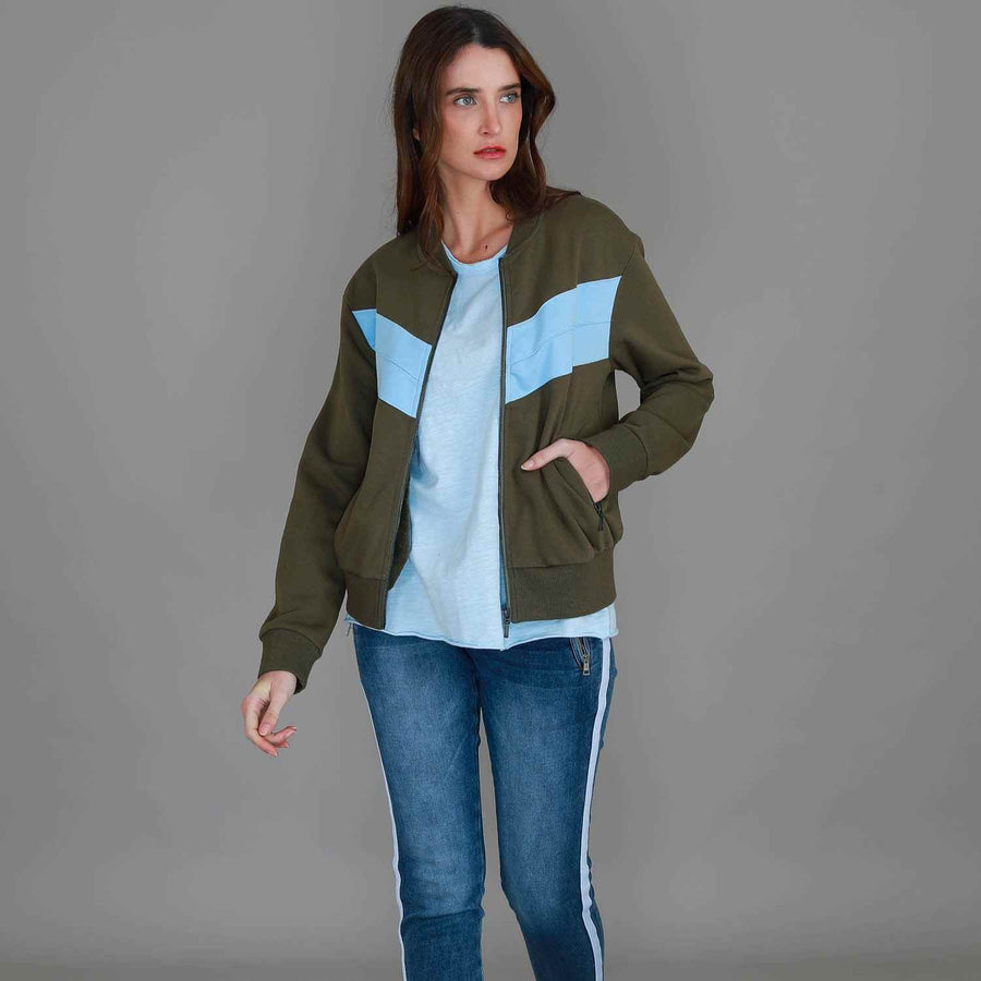 Naomi Chevron Print Bomber Jacket size guide