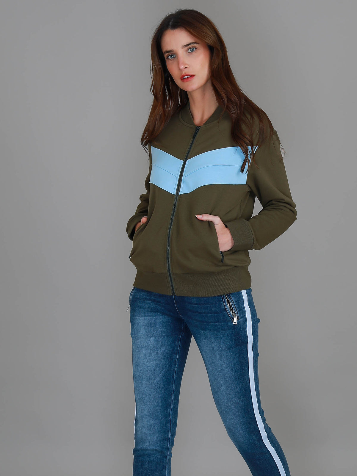 Naomi Chevron Print Bomber Jacket (Sale)