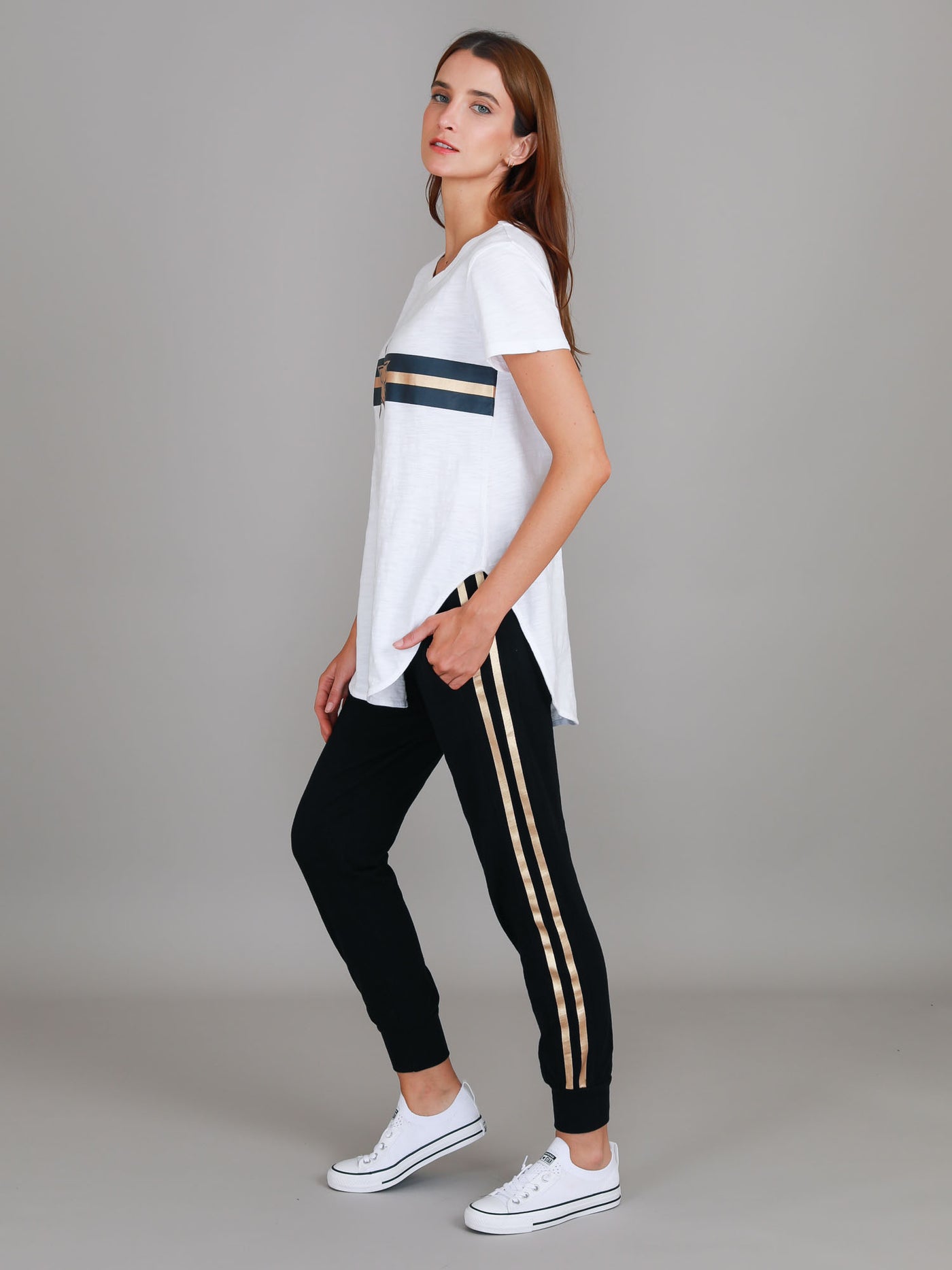 Jill Gold Star with Stripes T Shirt
