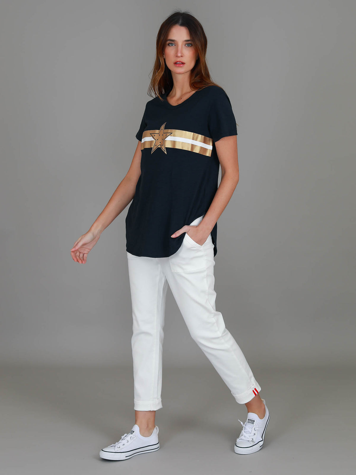 ink gold star graphic tee