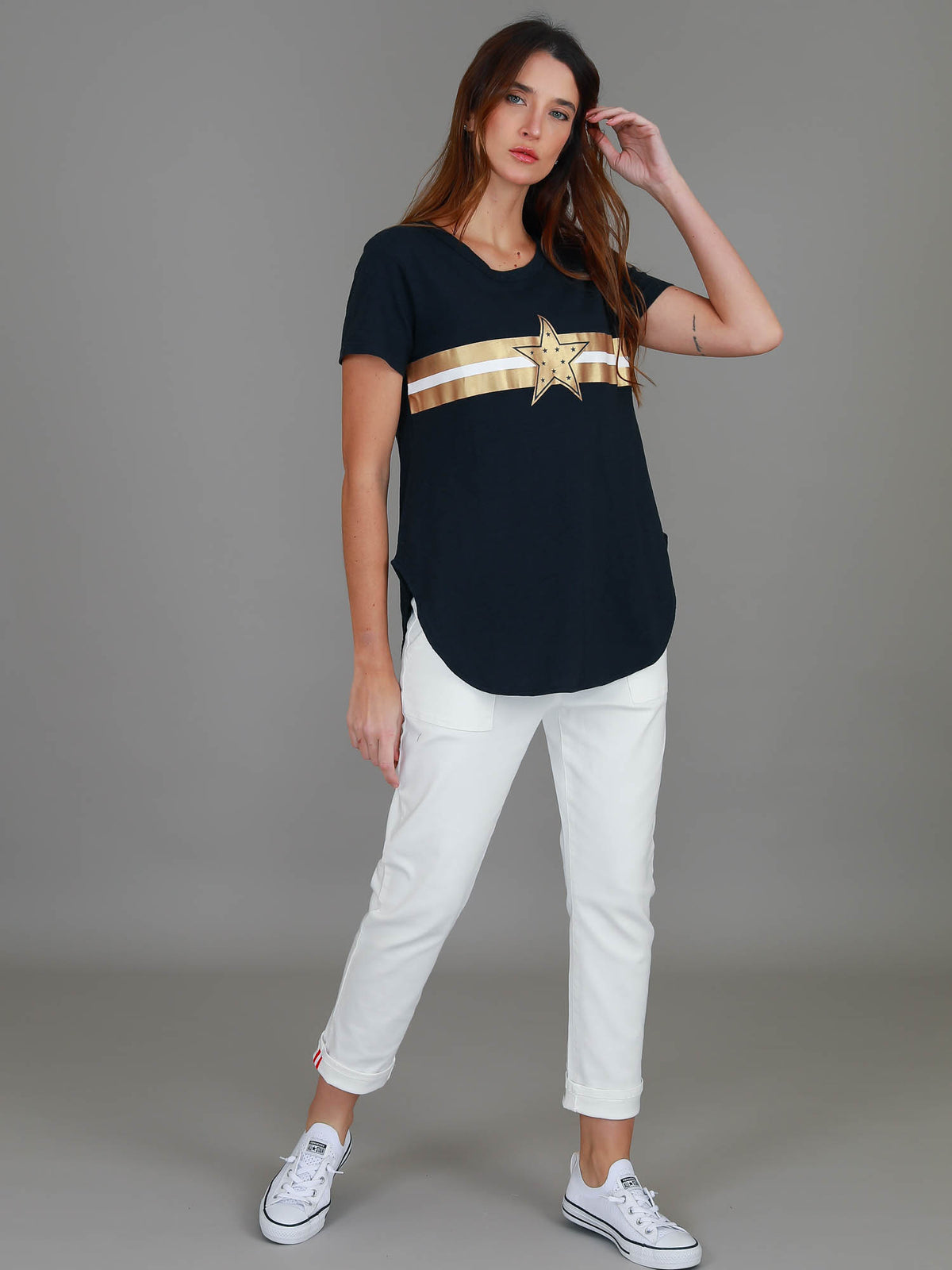 ink gold star metallic tee