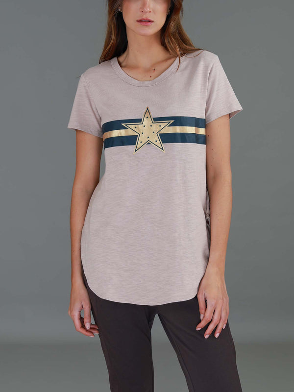 Jill Gold Star Stripe Short Sleeve T Shirt