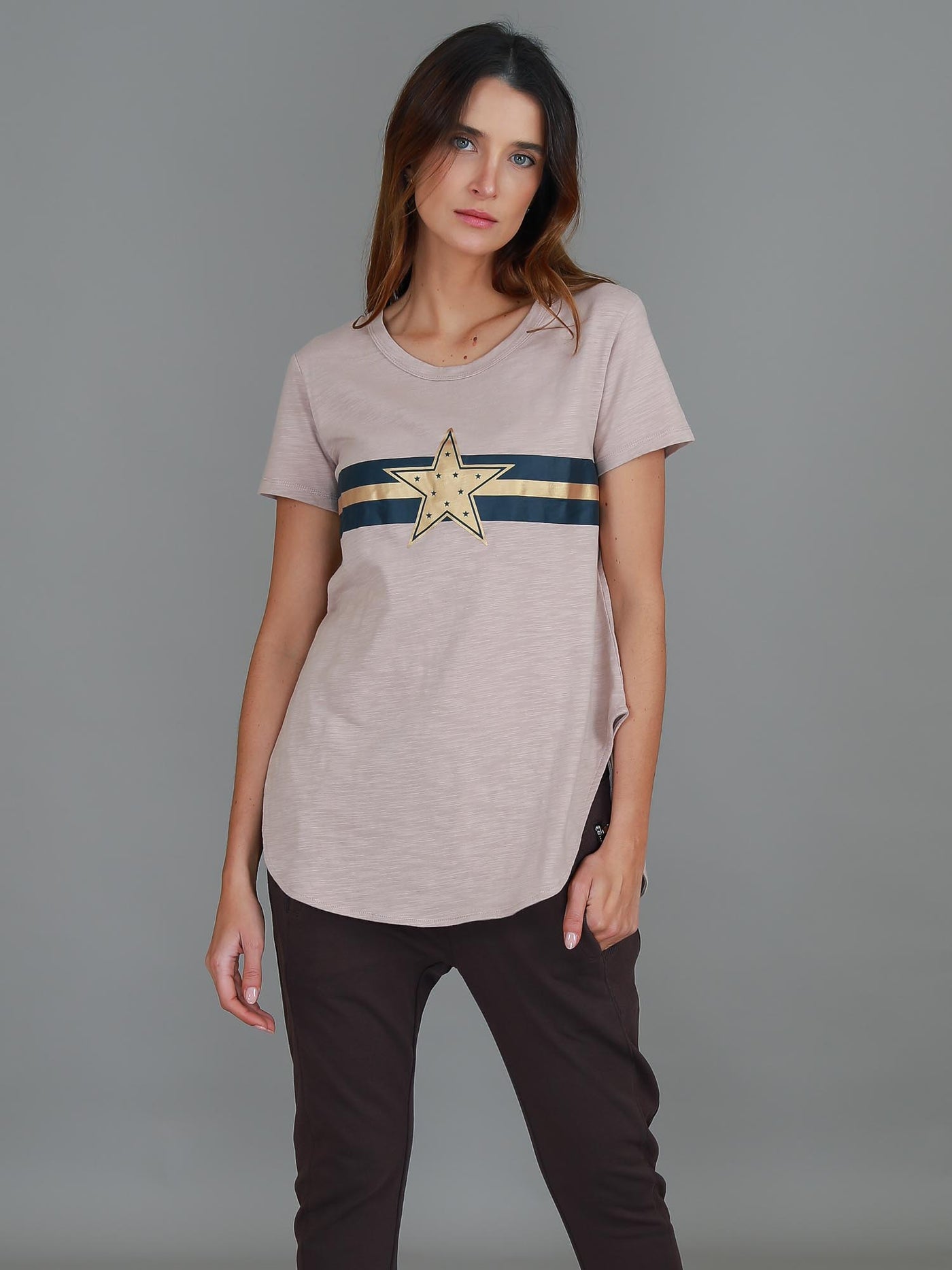 Jill Gold Star with Stripes T Shirt