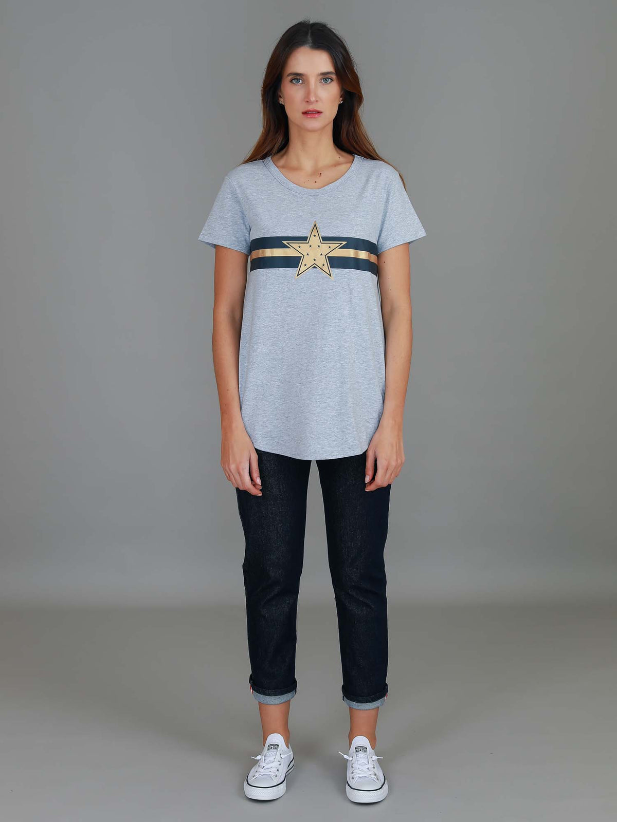 grey metallic star tee