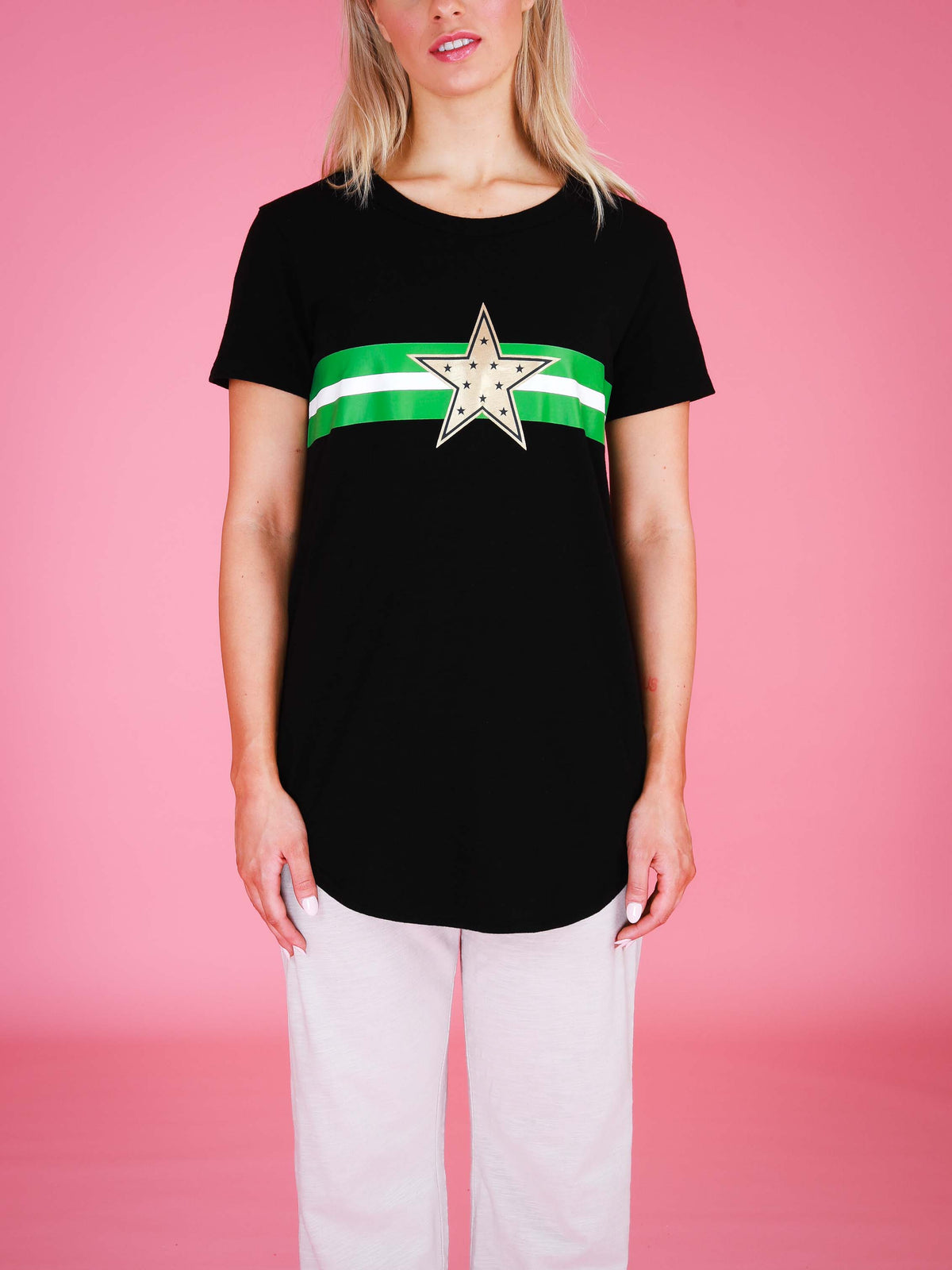 black green metallic star tee