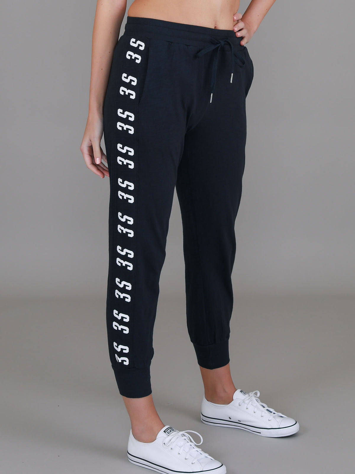 navy track pants womens