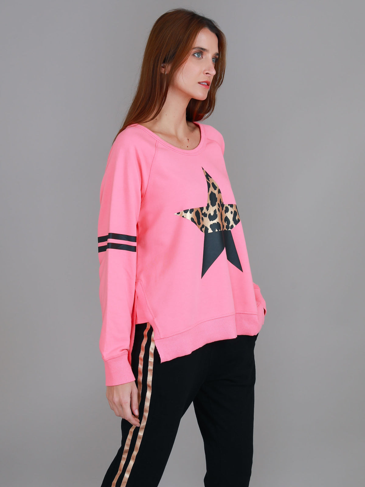 hot pink sweatshirt
