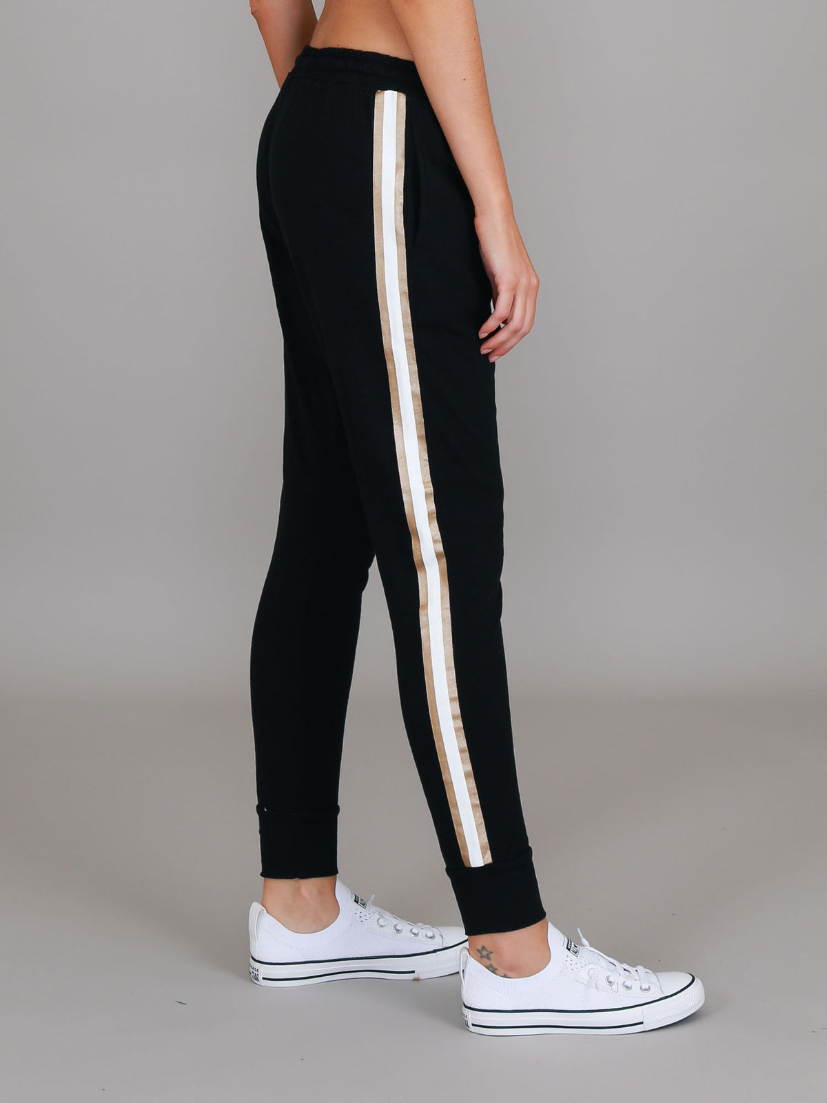 black side stripe joggers