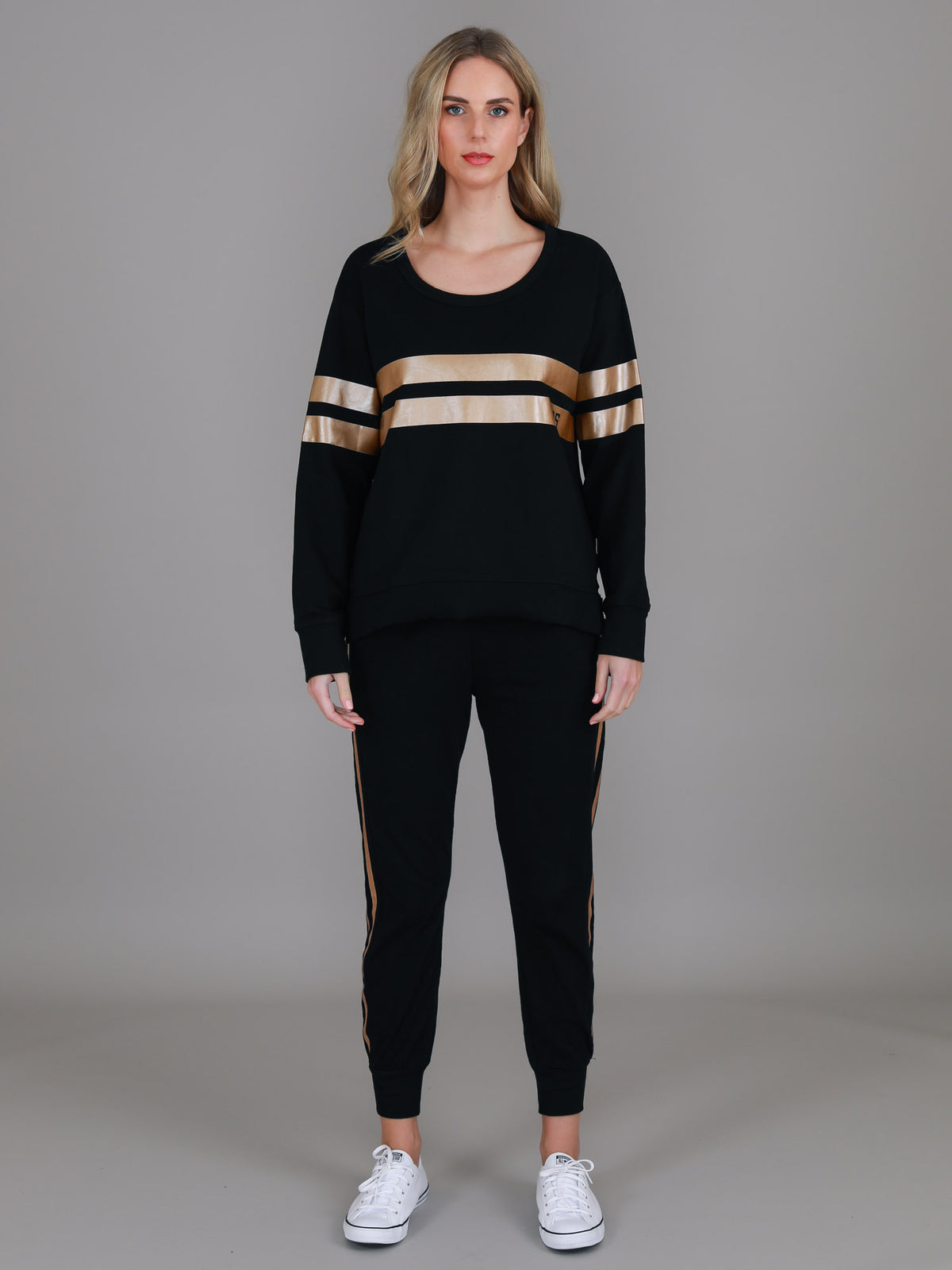 women's black sweatshirt gold