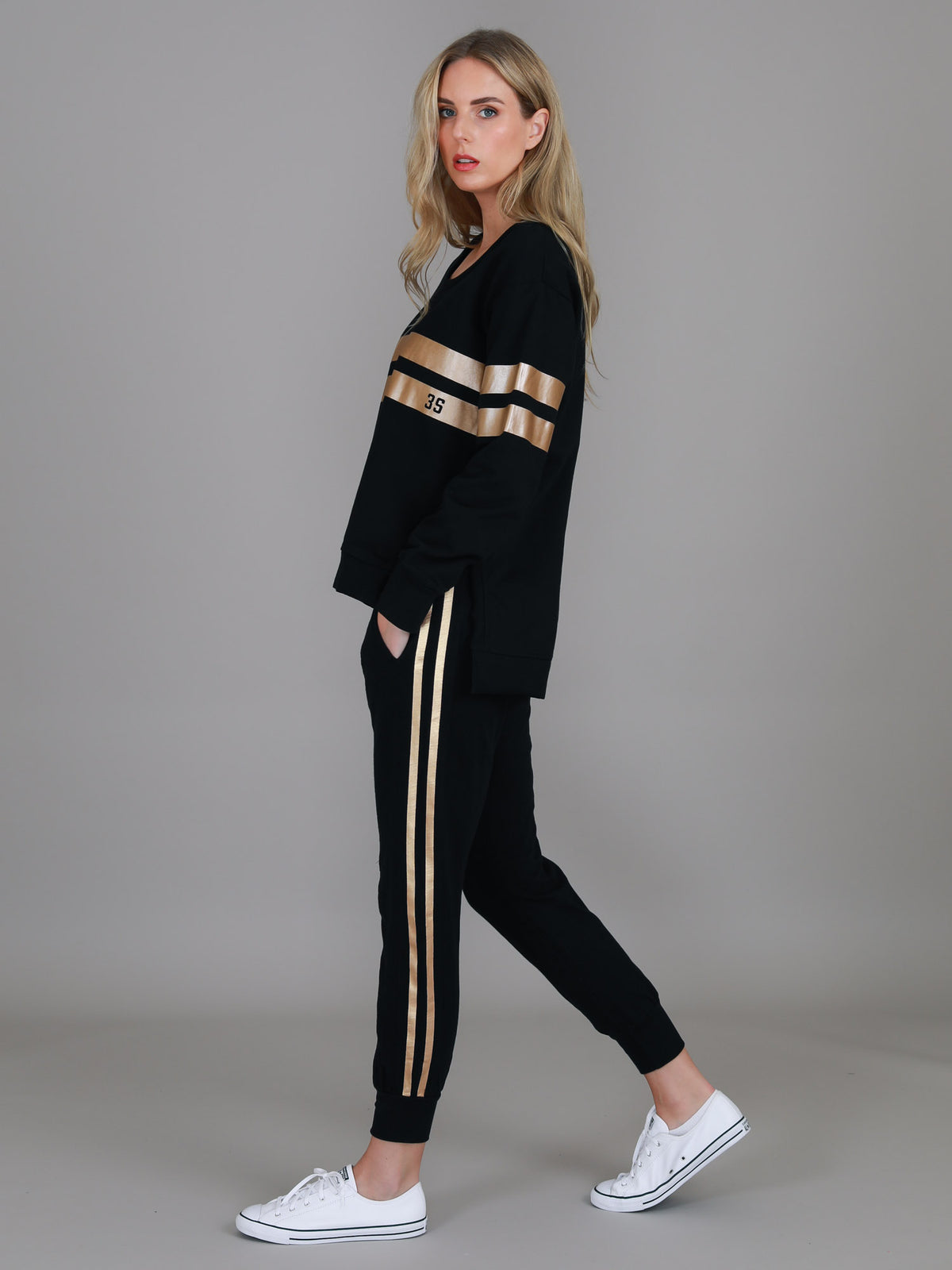 Theresa Two-Stripe Graphic Sweatshirt