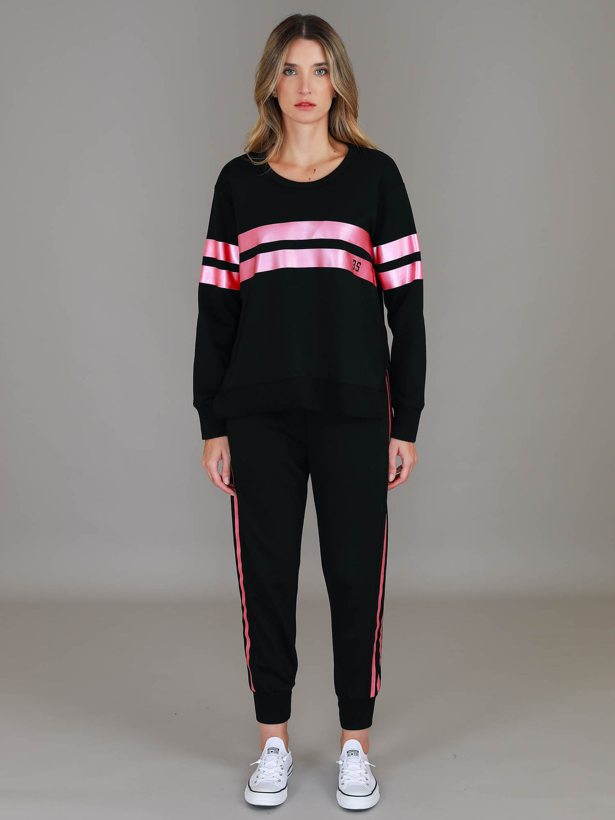 women's black and pink sweatshirt