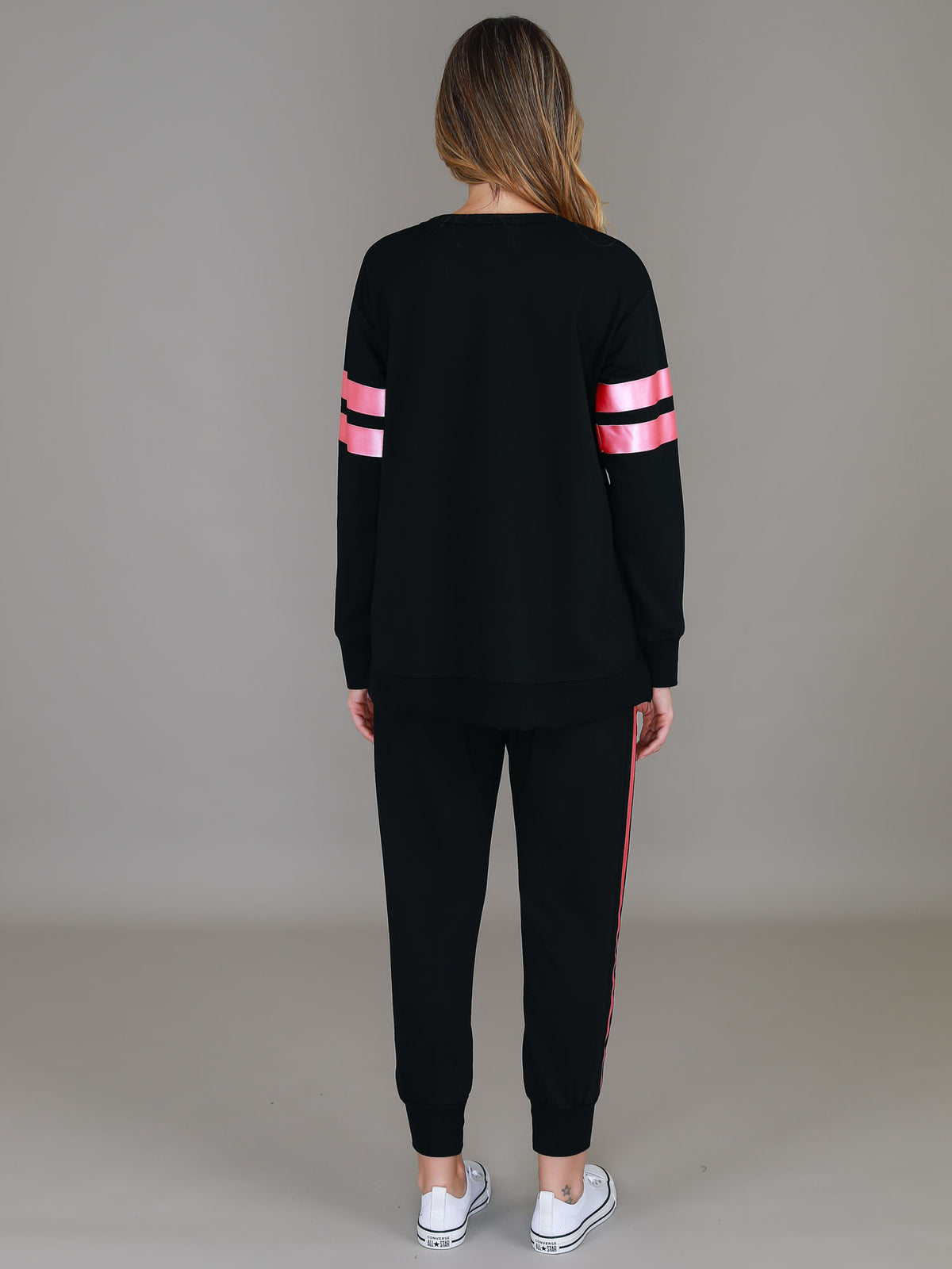 oversized sweatshirt black pink stripe