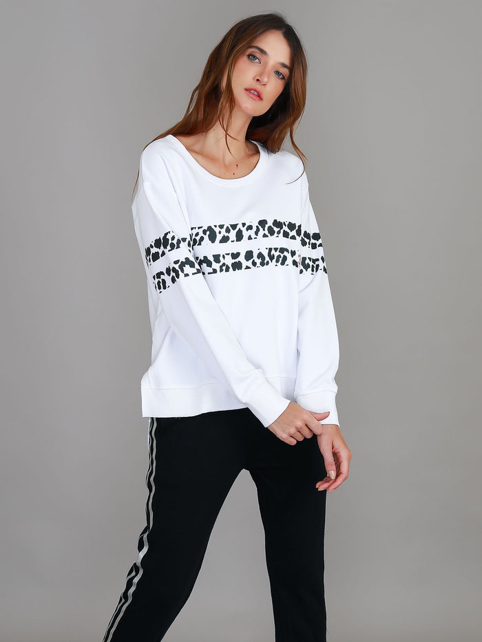 Theresa Leopard Stripe Print Sweatshirt