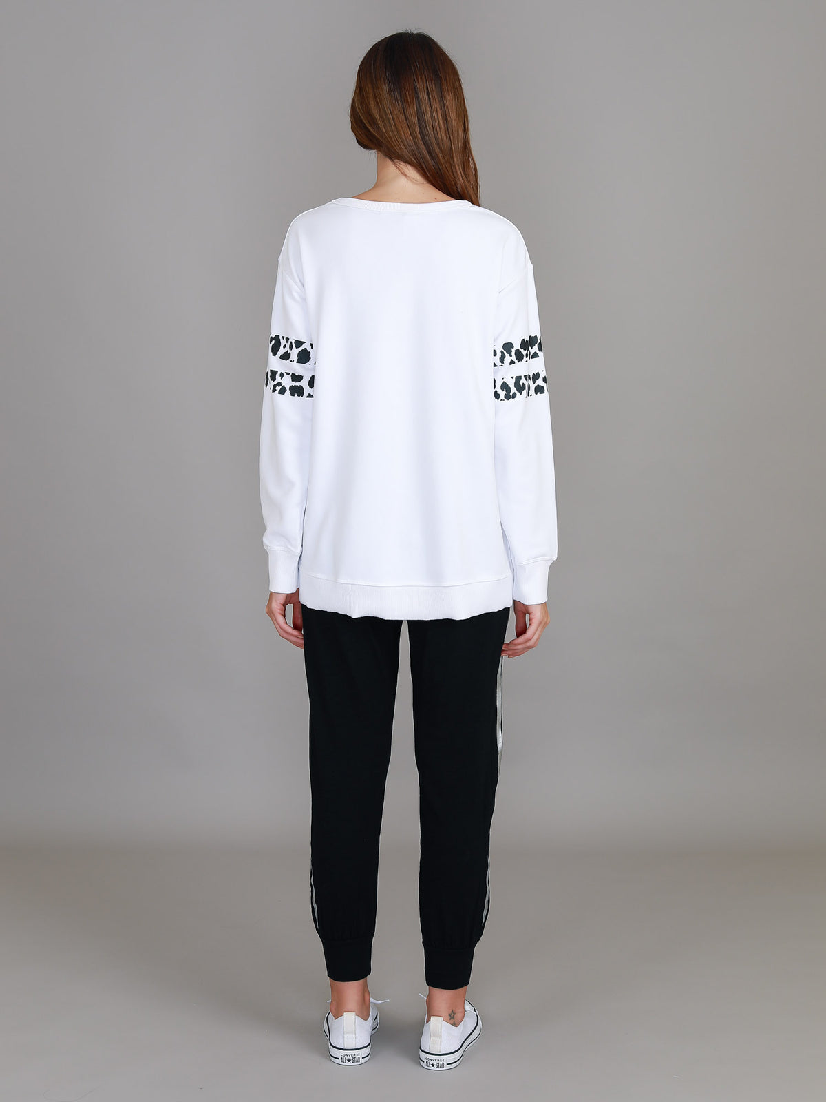 white animal print sweatshirt