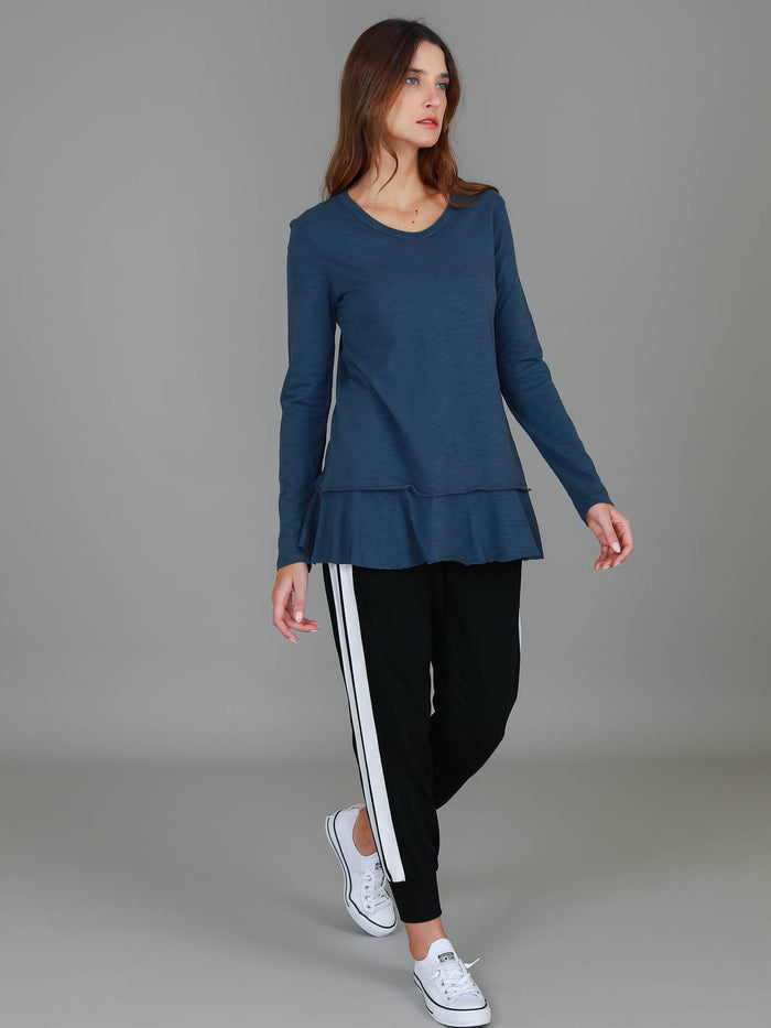Orchid Ruffle Hem Long Sleeve T Shirt