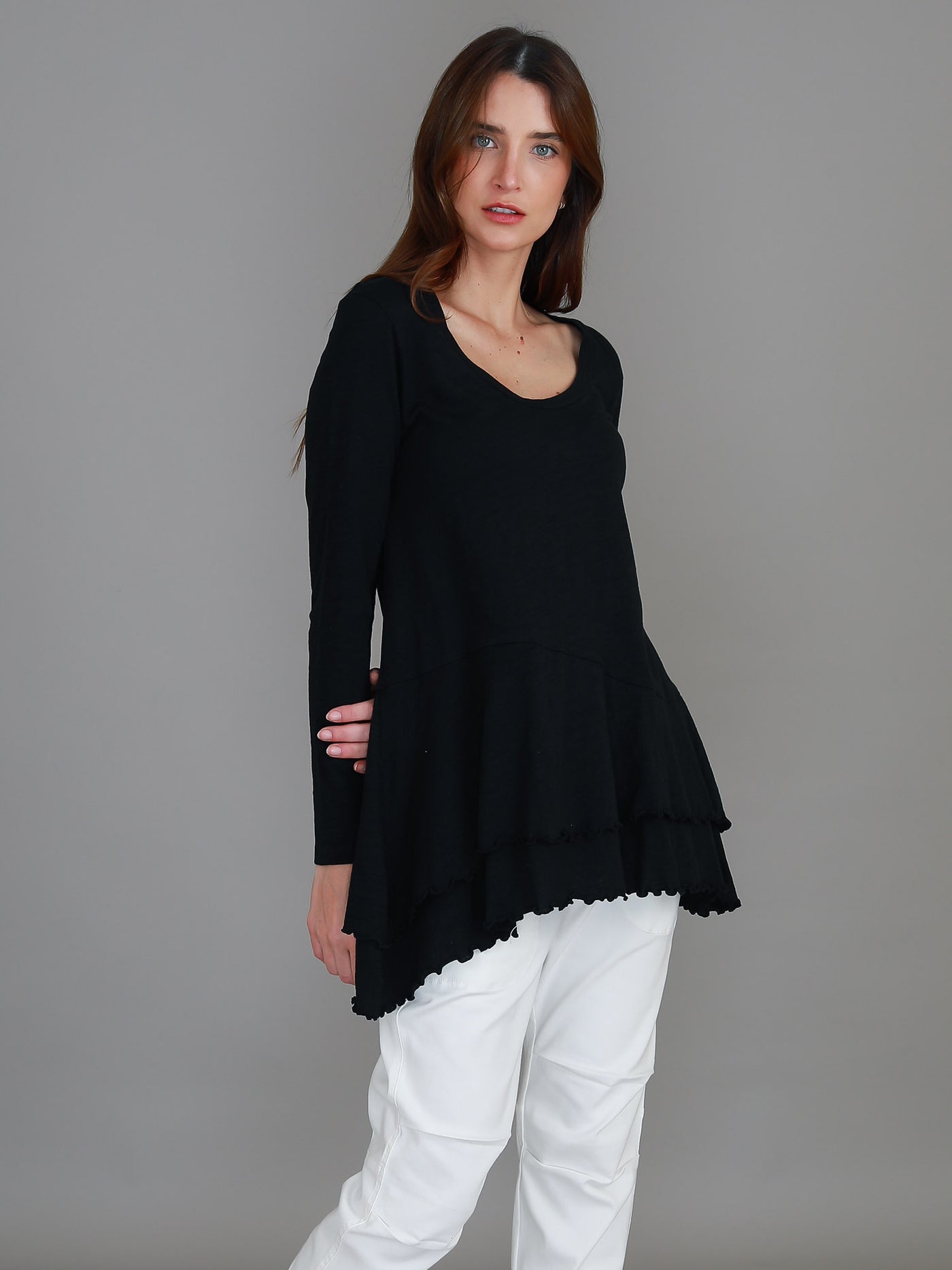 Trinity Longline Ruffle Hem T Shirt