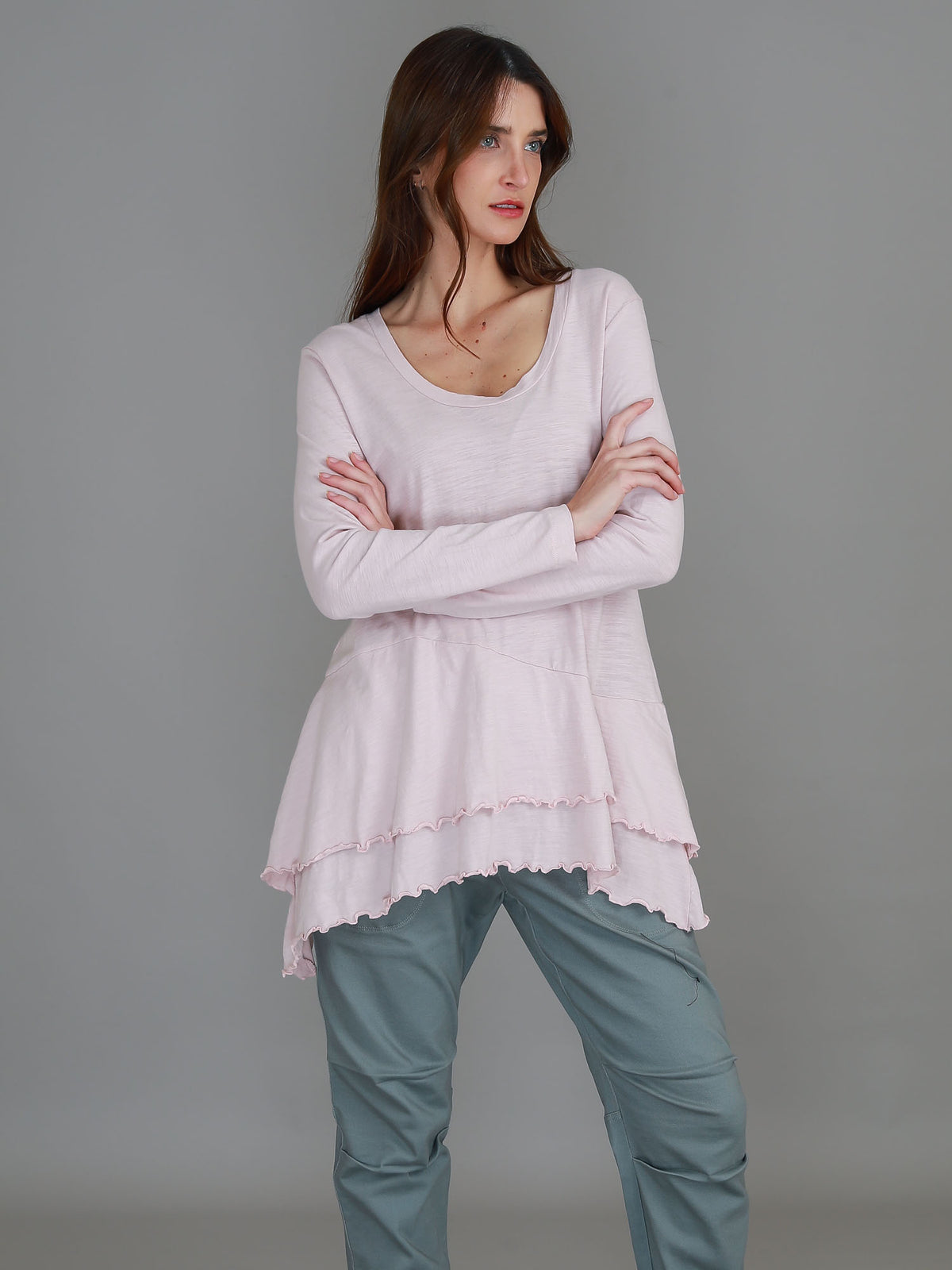 blush ruffle hem tee