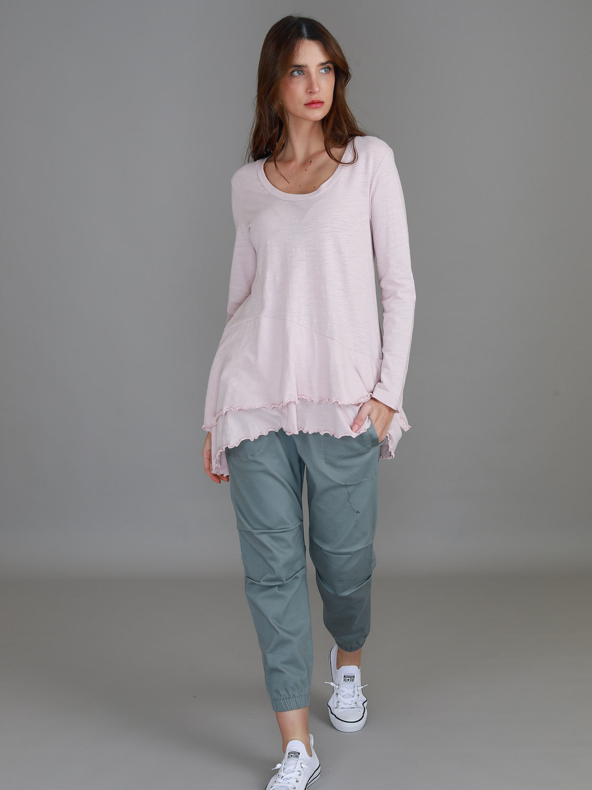 pink longline long sleeve tee