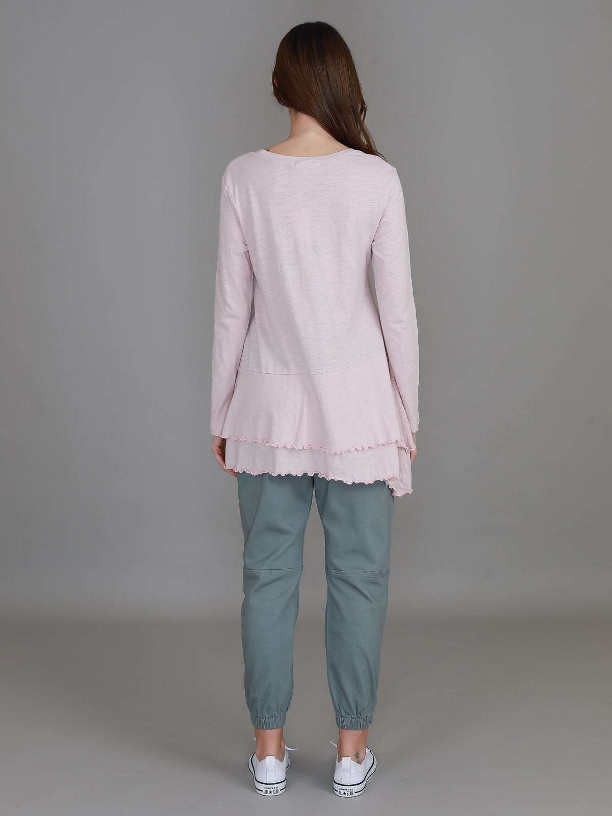 blush longline ruffle tee
