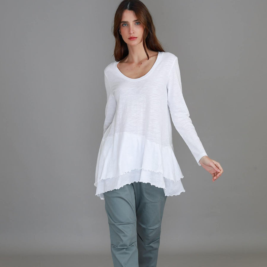 Trinity Longline Ruffle Hem T Shirt size guide