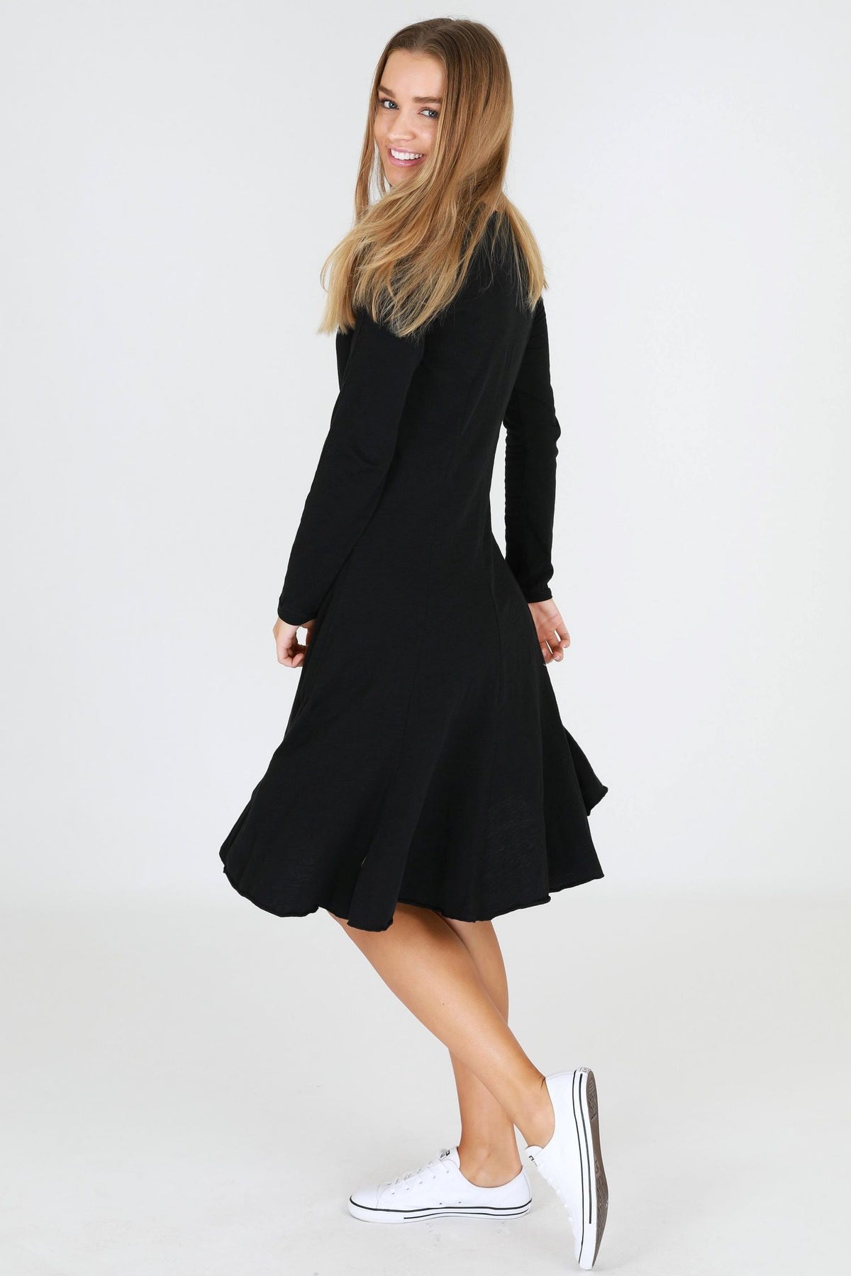 black v neck dress