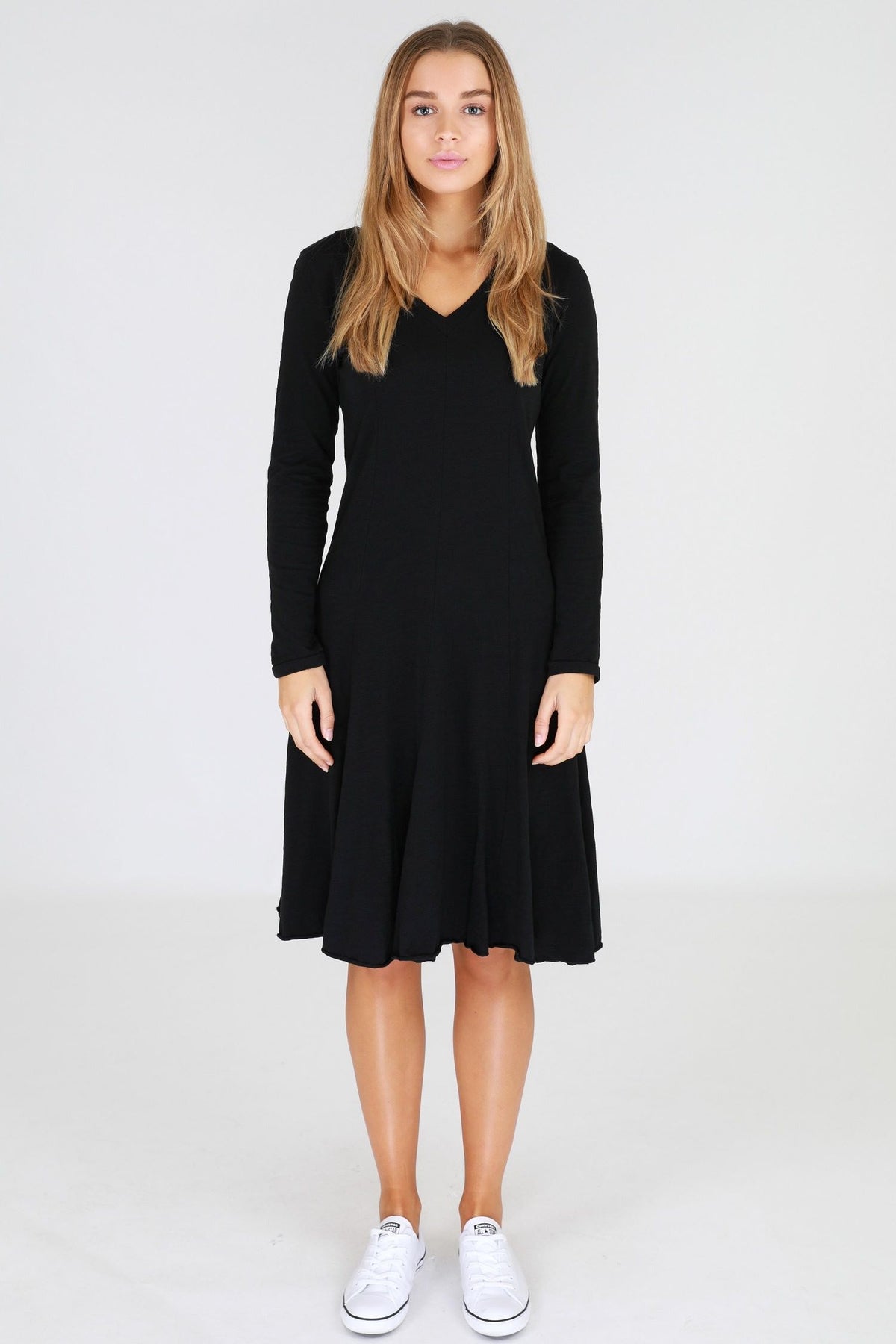 black midi dress