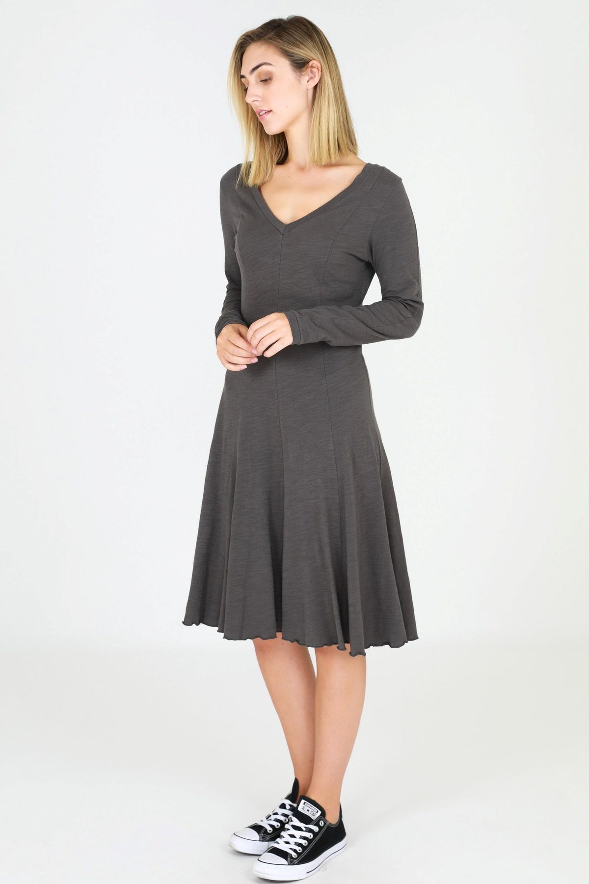 charcoal long sleeve dress
