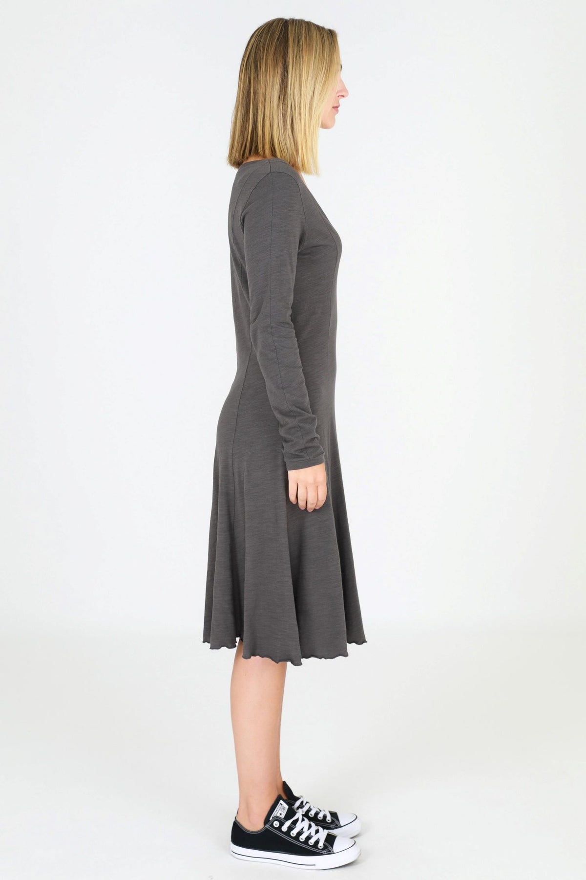 grey v neck dress